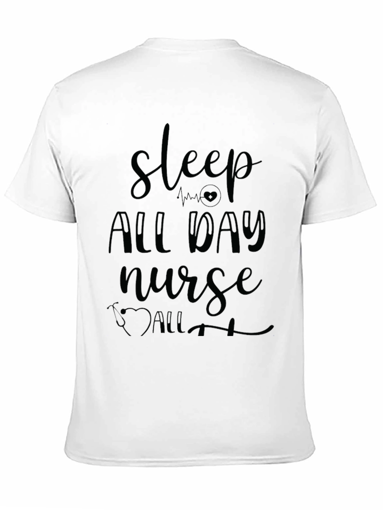 Sleep All Day Nurse Graphic Tee - Black