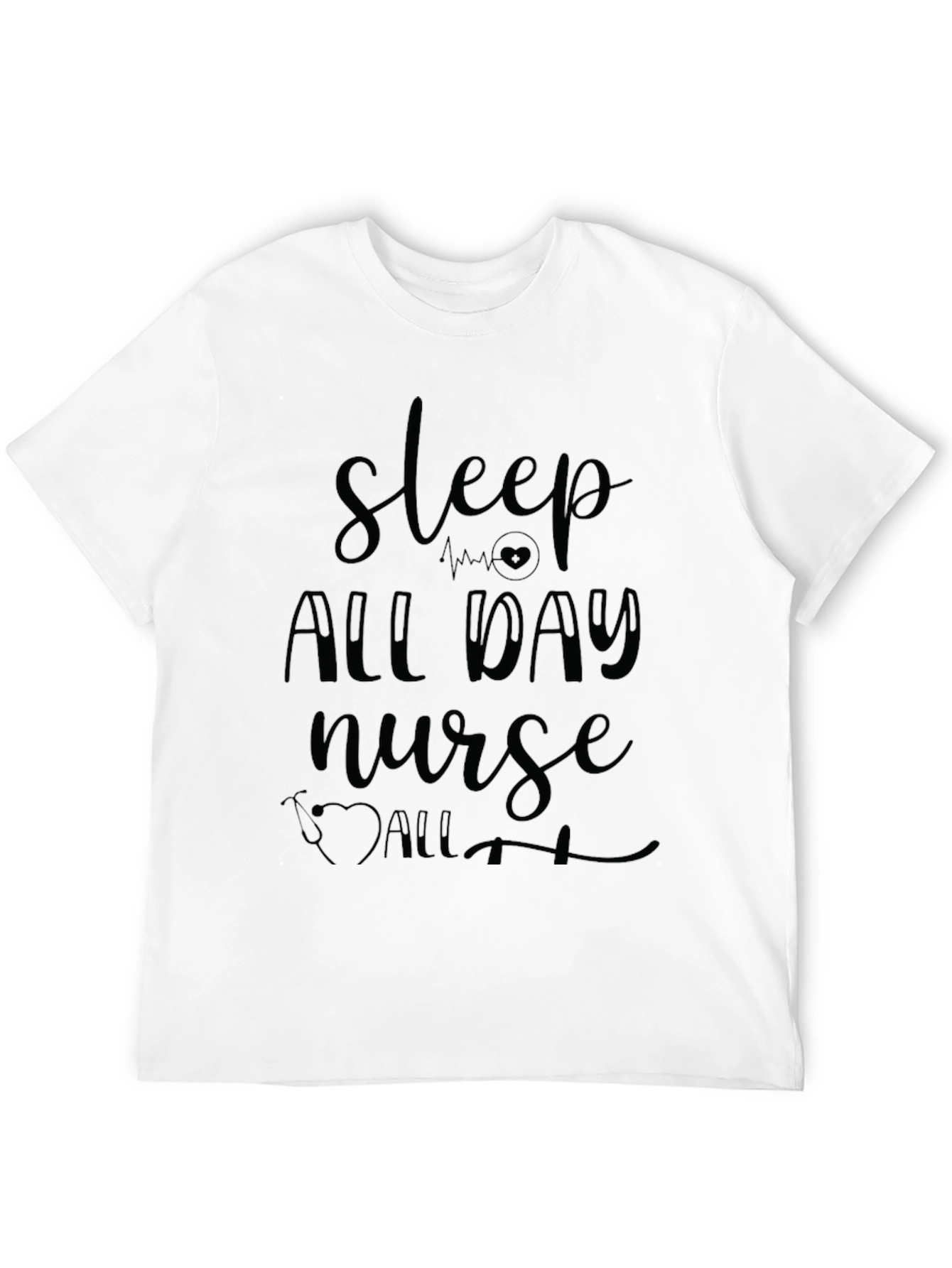 Sleep All Day Nurse Graphic Tee - Black
