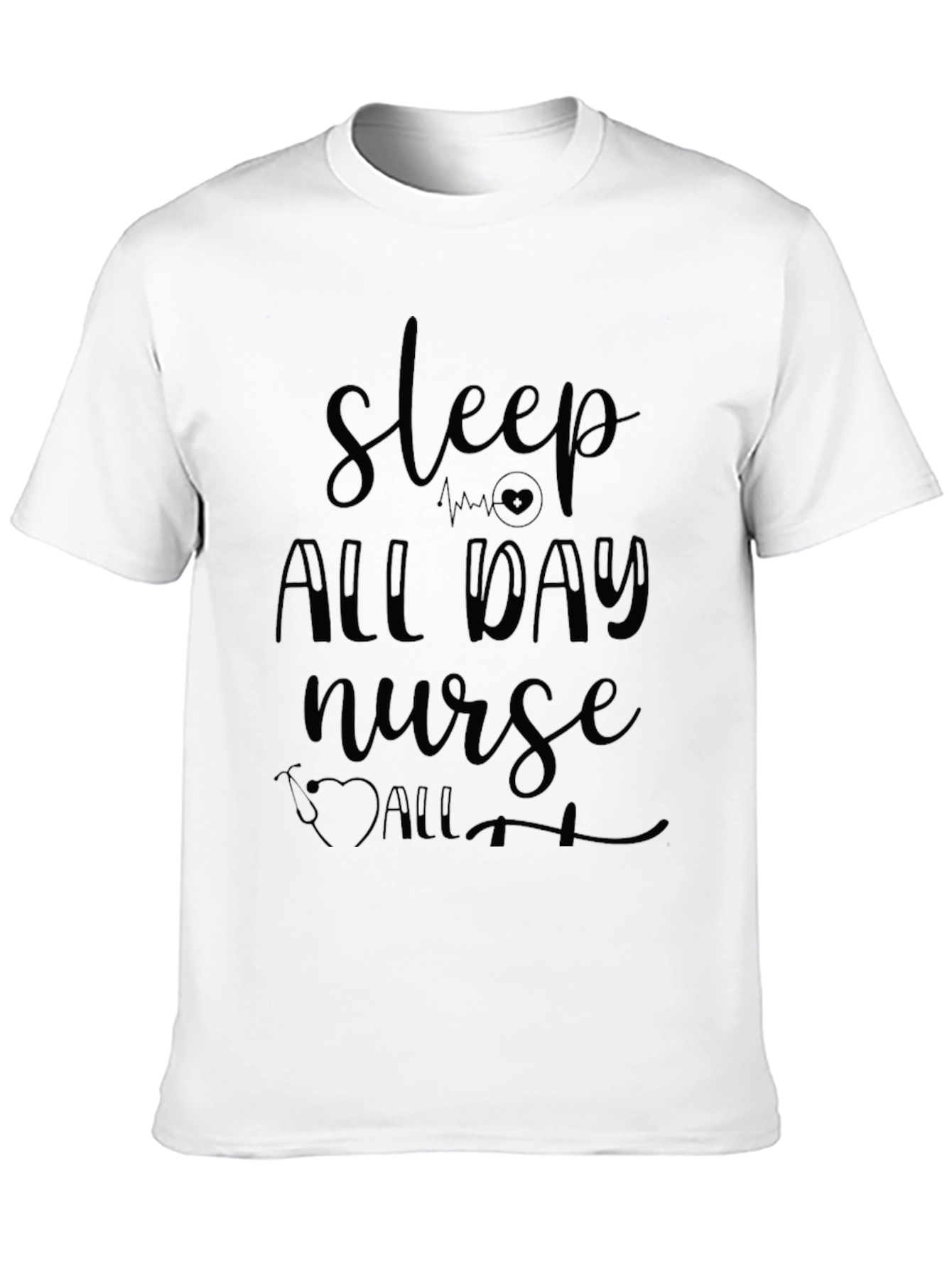 Sleep All Day Nurse Graphic Tee - Black