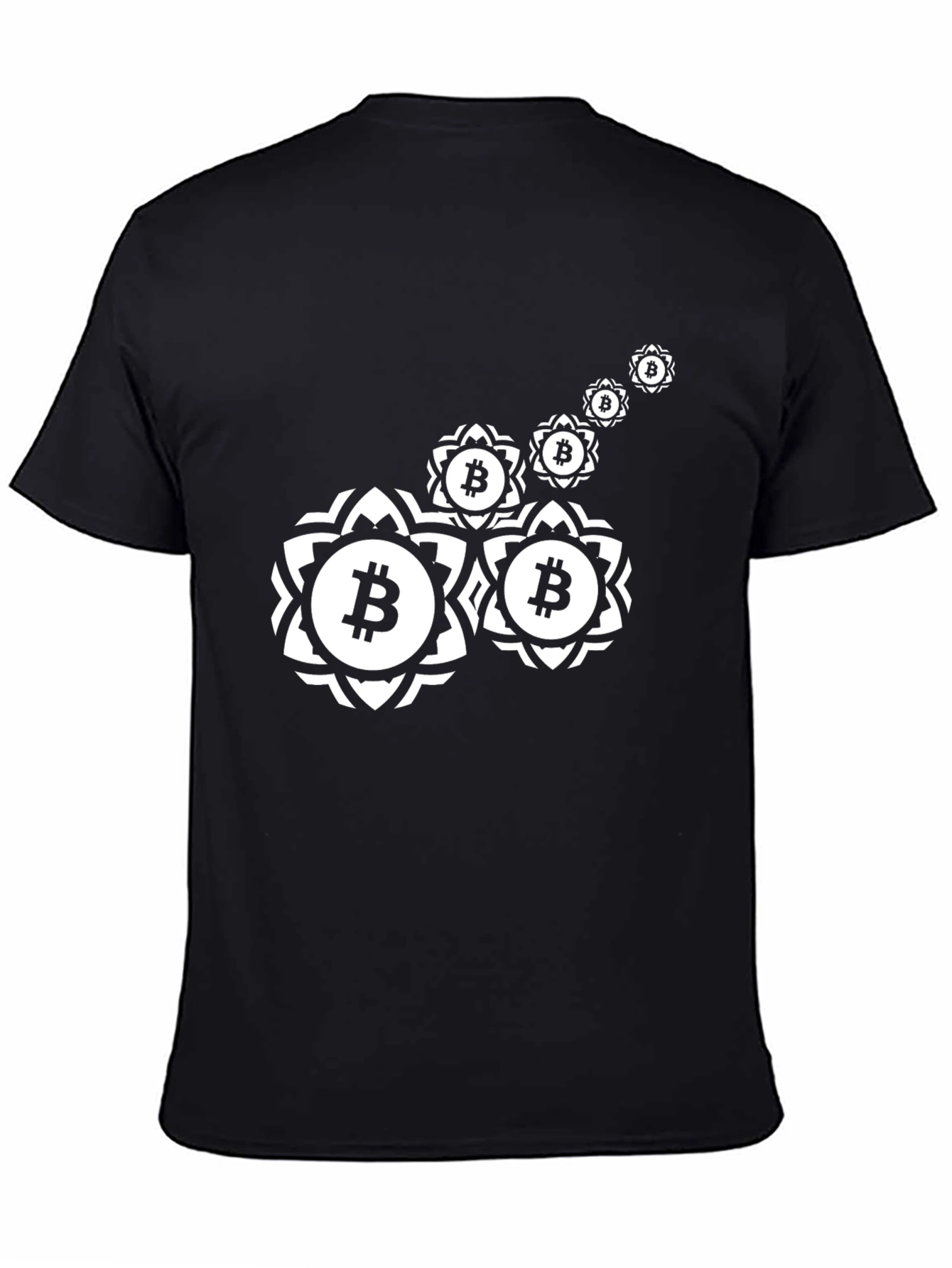 Bitcoin Floral Mandala Black T-Shirt