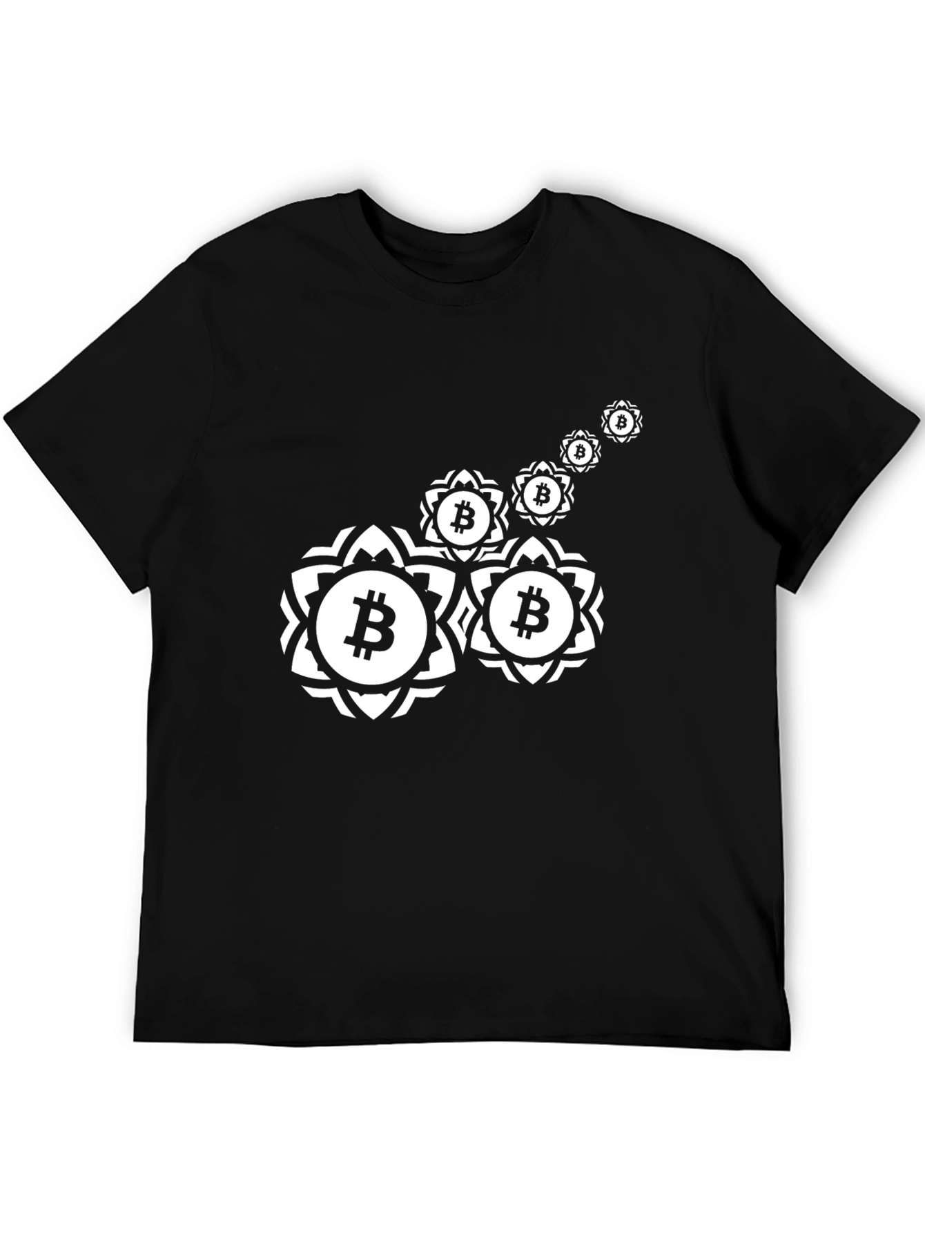 Bitcoin Floral Mandala Black T-Shirt
