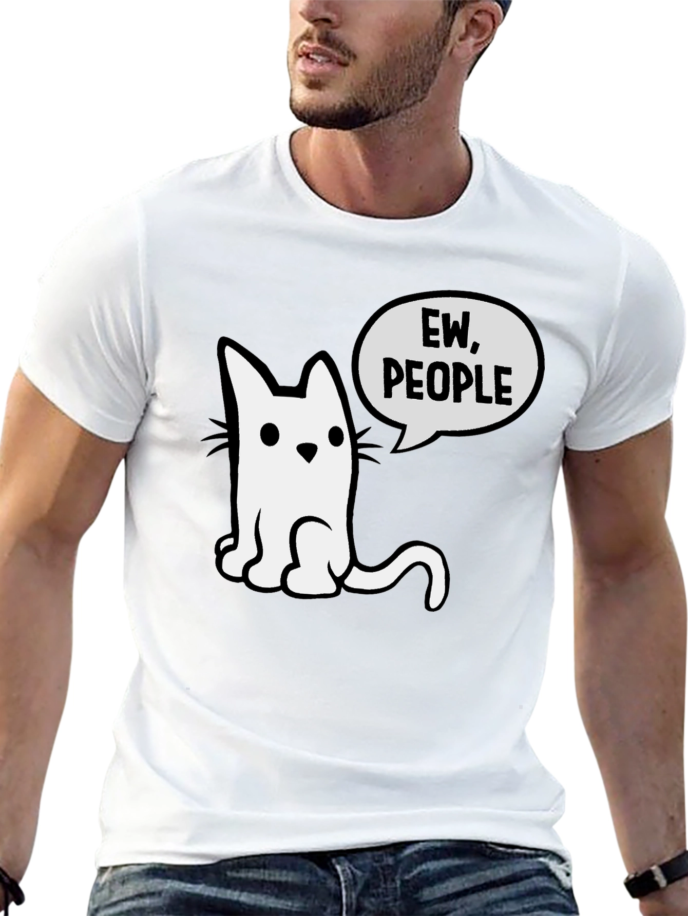 Ew People Funny Cat Graphic Tee