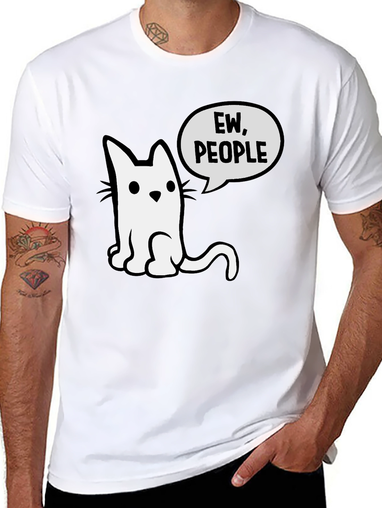 Ew People Funny Cat Graphic Tee