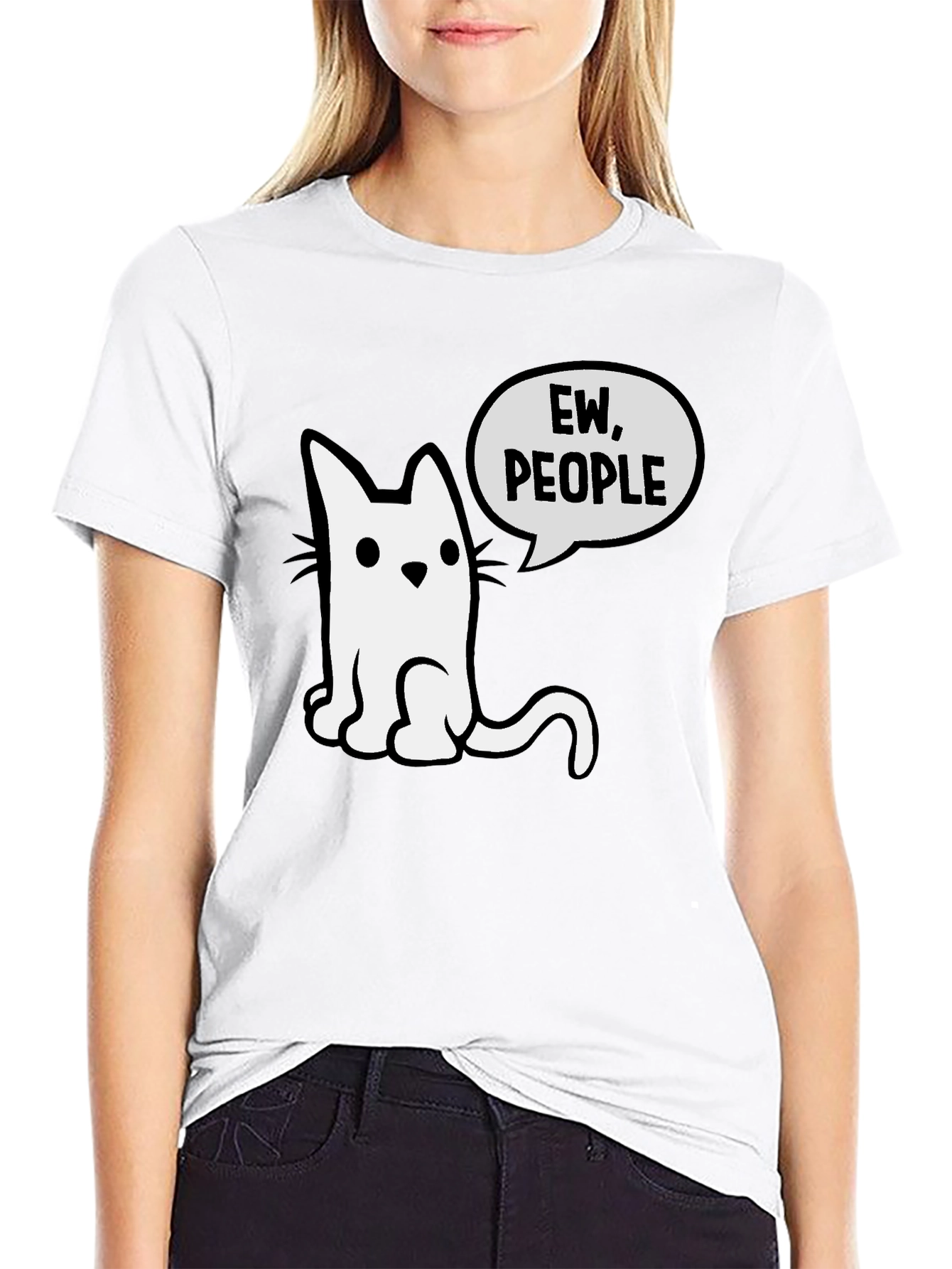 Ew People Funny Cat Graphic Tee