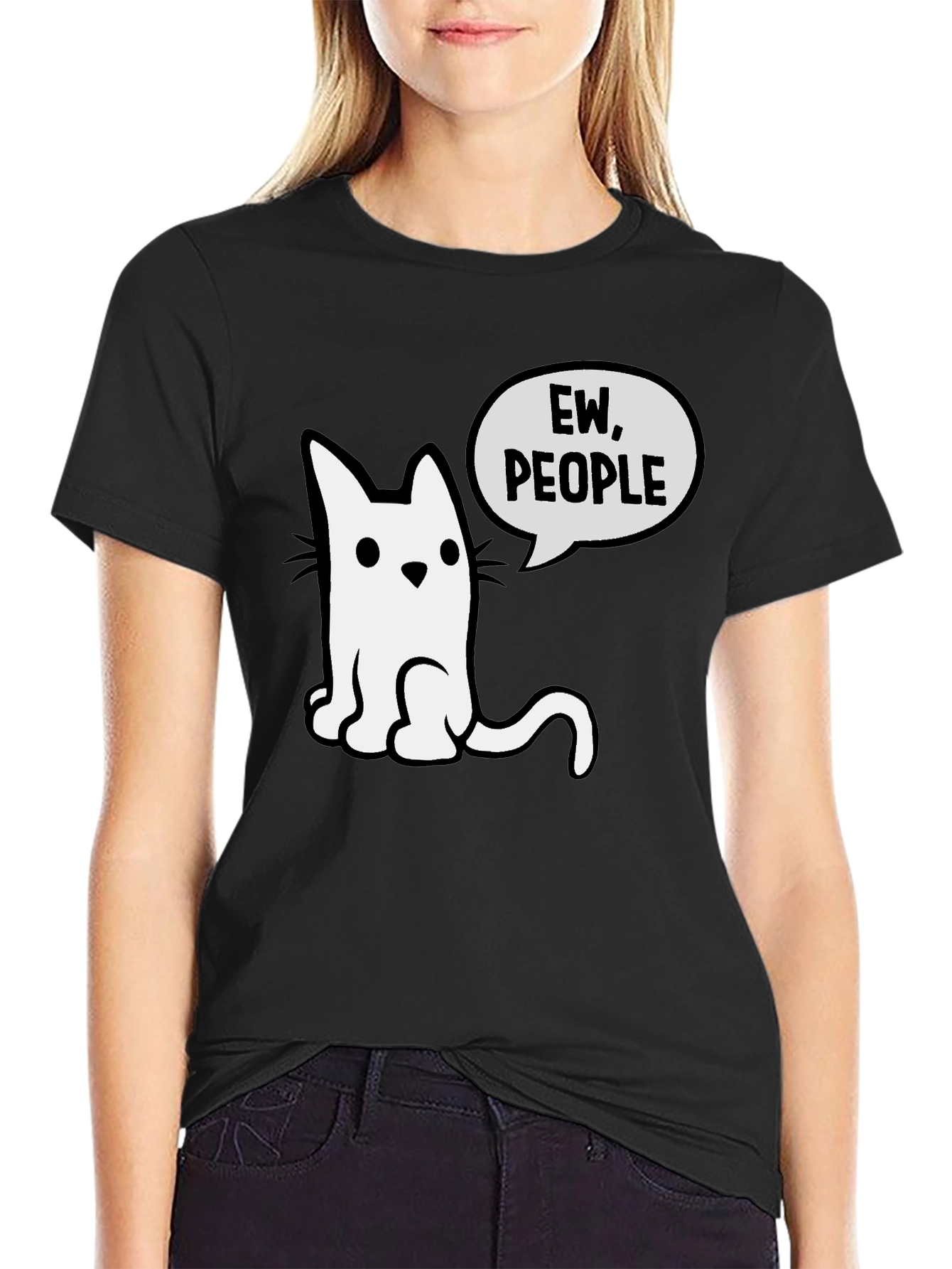 Ew People Funny Cat Graphic Tee