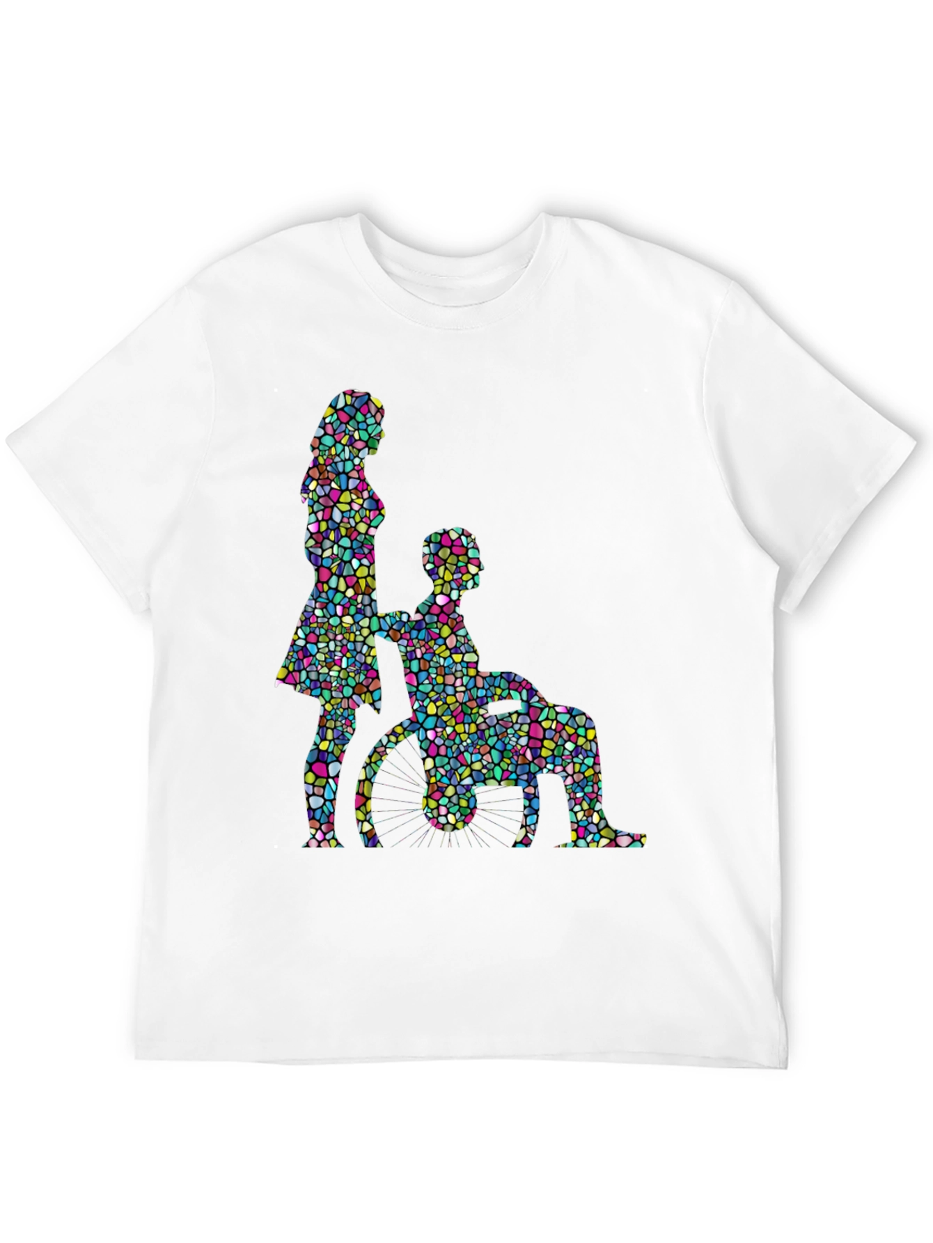 Mosaic Couple Graphic Tee - Black Cotton T-Shirt