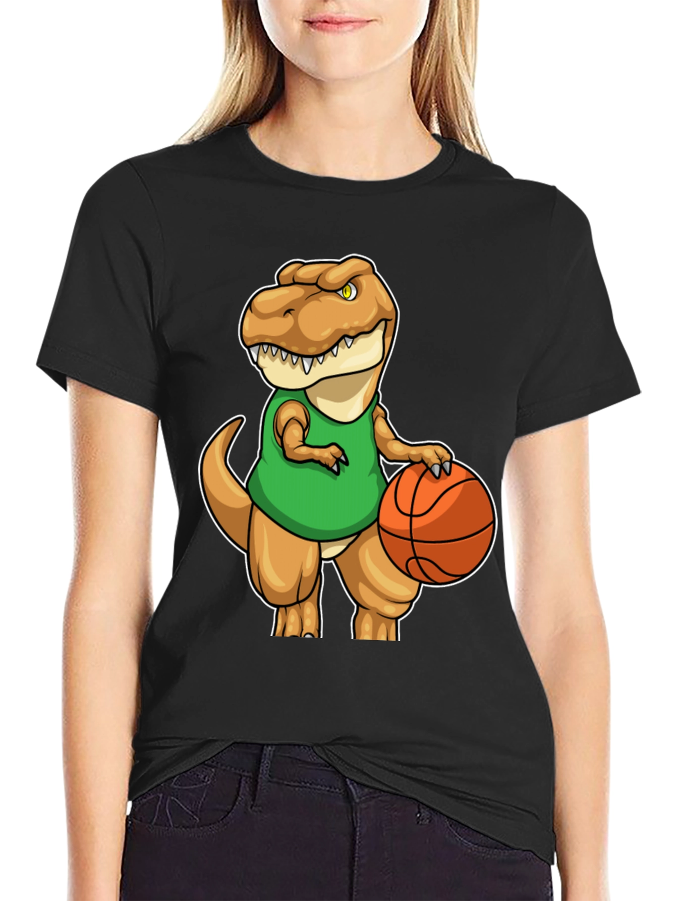 Dino Basketball T-Shirt - Funny T-Rex Graphic Tee