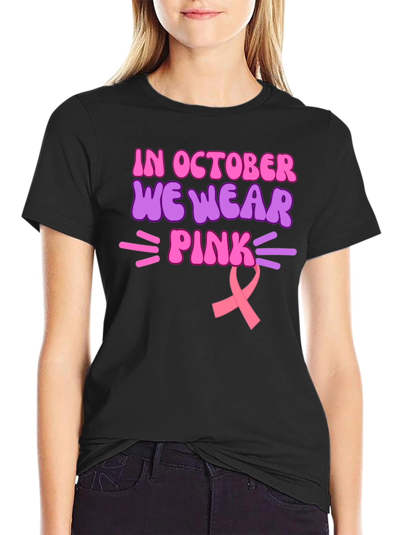 In October We Wear Pink Breast Cancer Awareness Tee