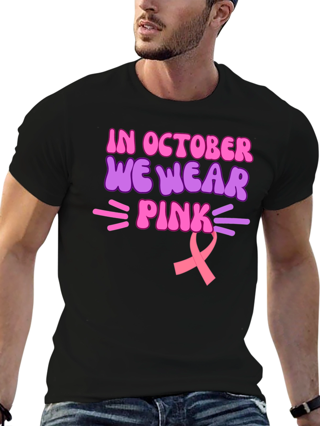 In October We Wear Pink Breast Cancer Awareness Tee