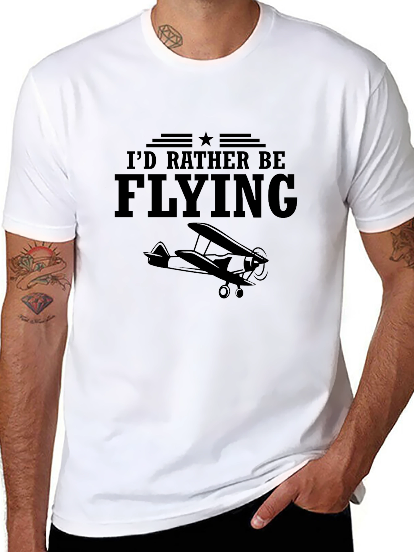 Id Rather Be Flying T-Shirt Aviation Airplane Tee