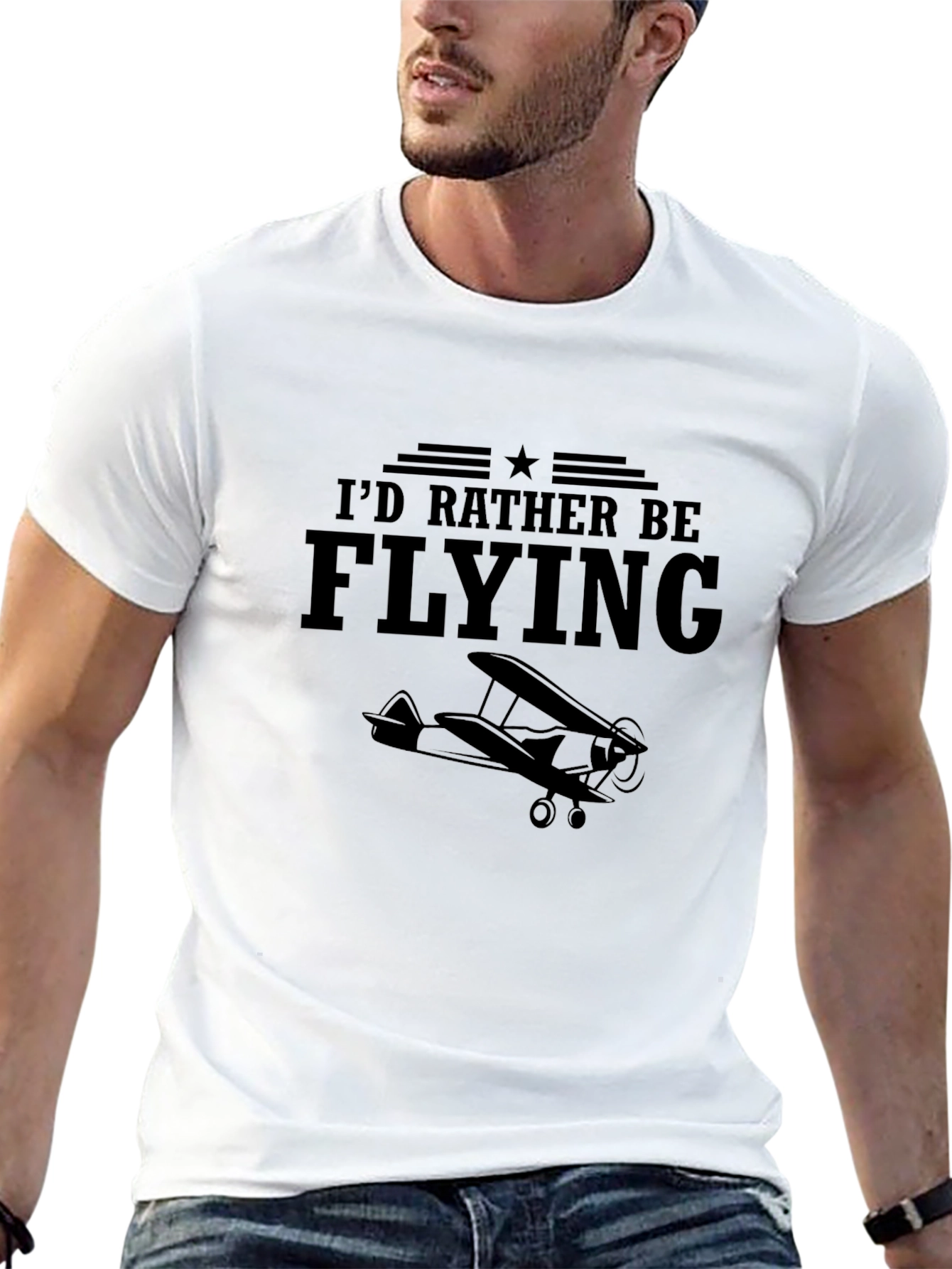 Id Rather Be Flying T-Shirt Aviation Airplane Tee