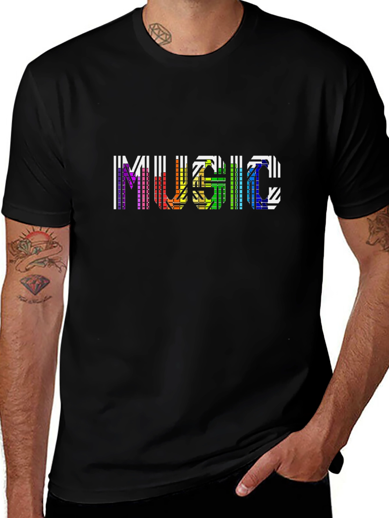 Rainbow Music Graphic Black T-Shirt