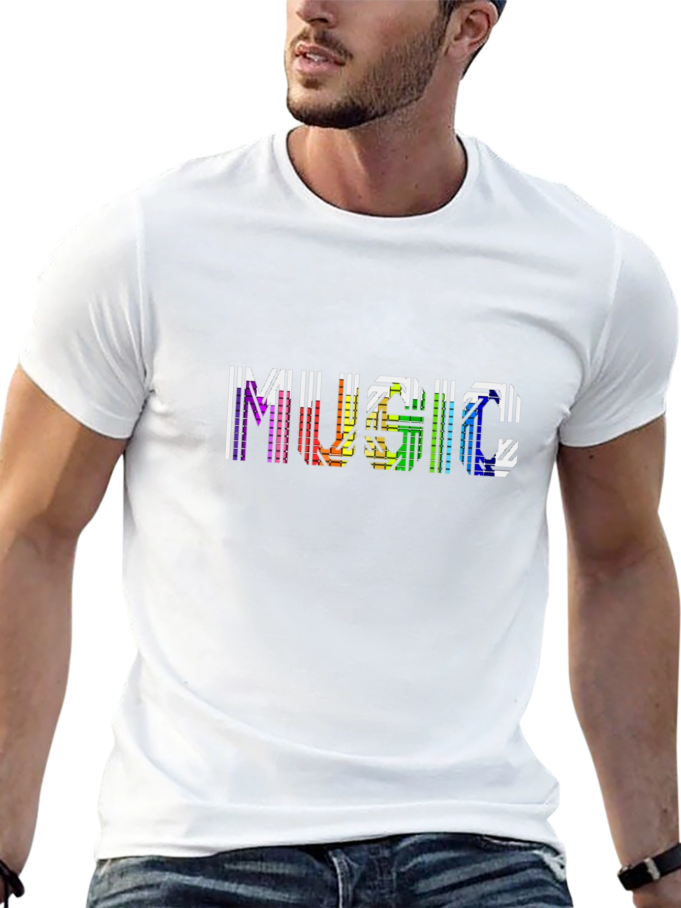 Rainbow Music Graphic Black T-Shirt