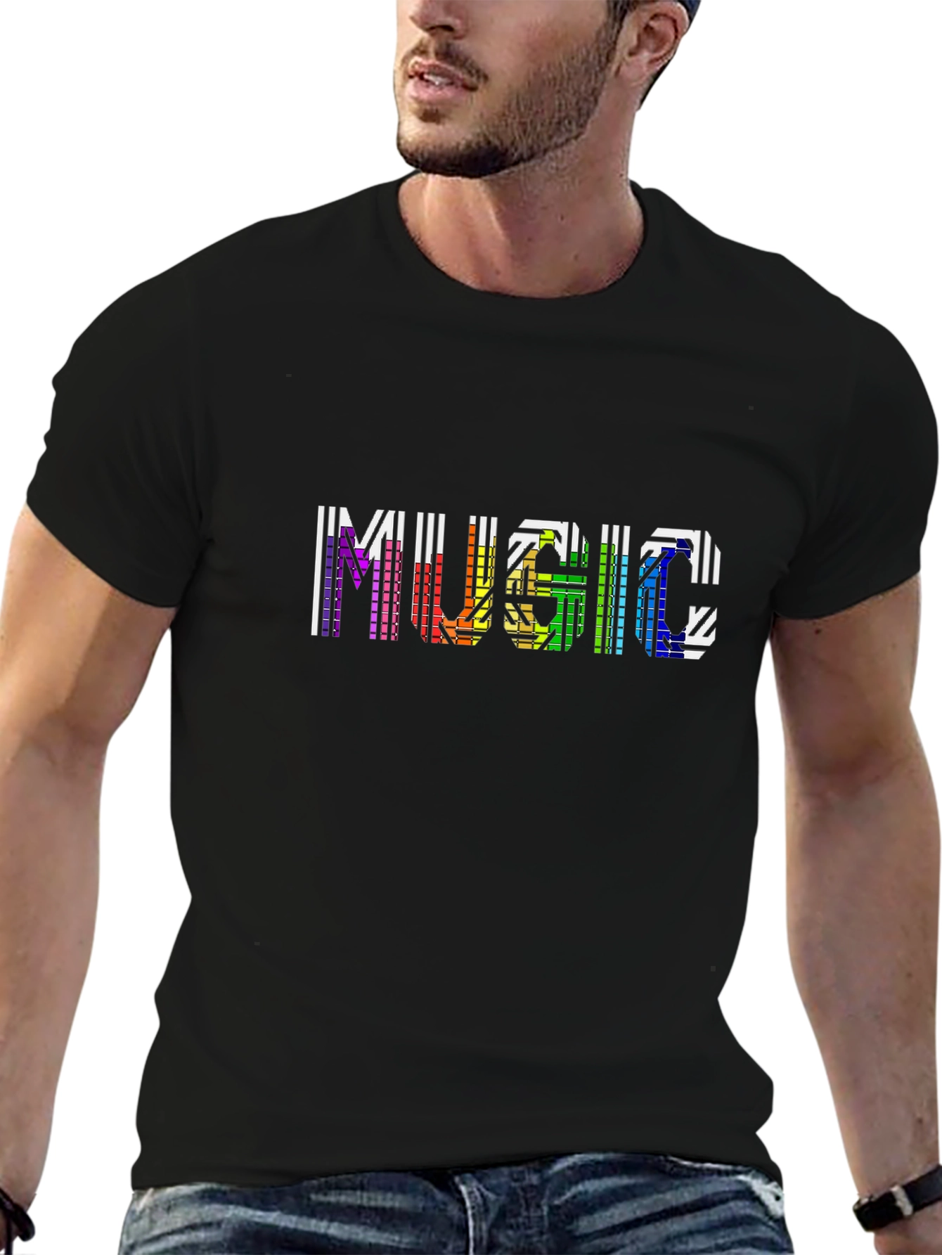 Rainbow Music Graphic Black T-Shirt