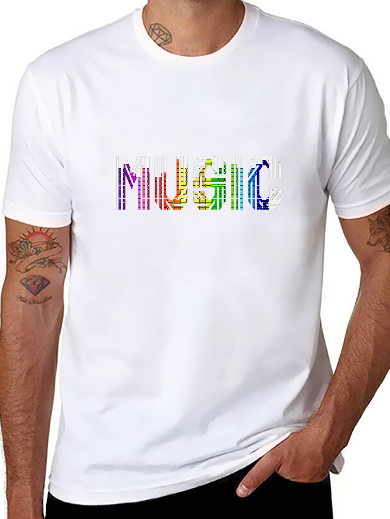 Rainbow Music Graphic Black T-Shirt