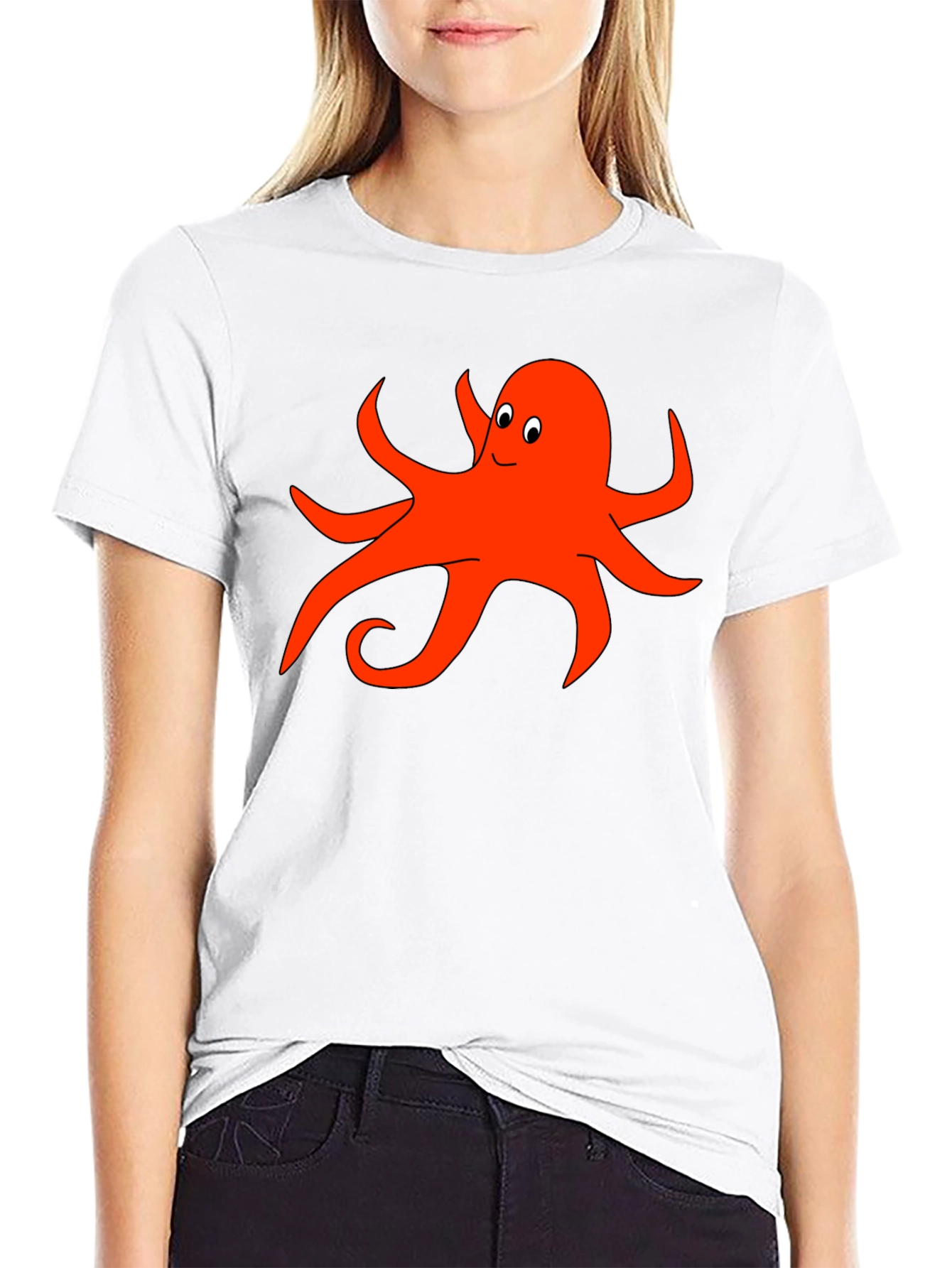 Fun Octopus Graphic Tee - Black Cotton T-Shirt