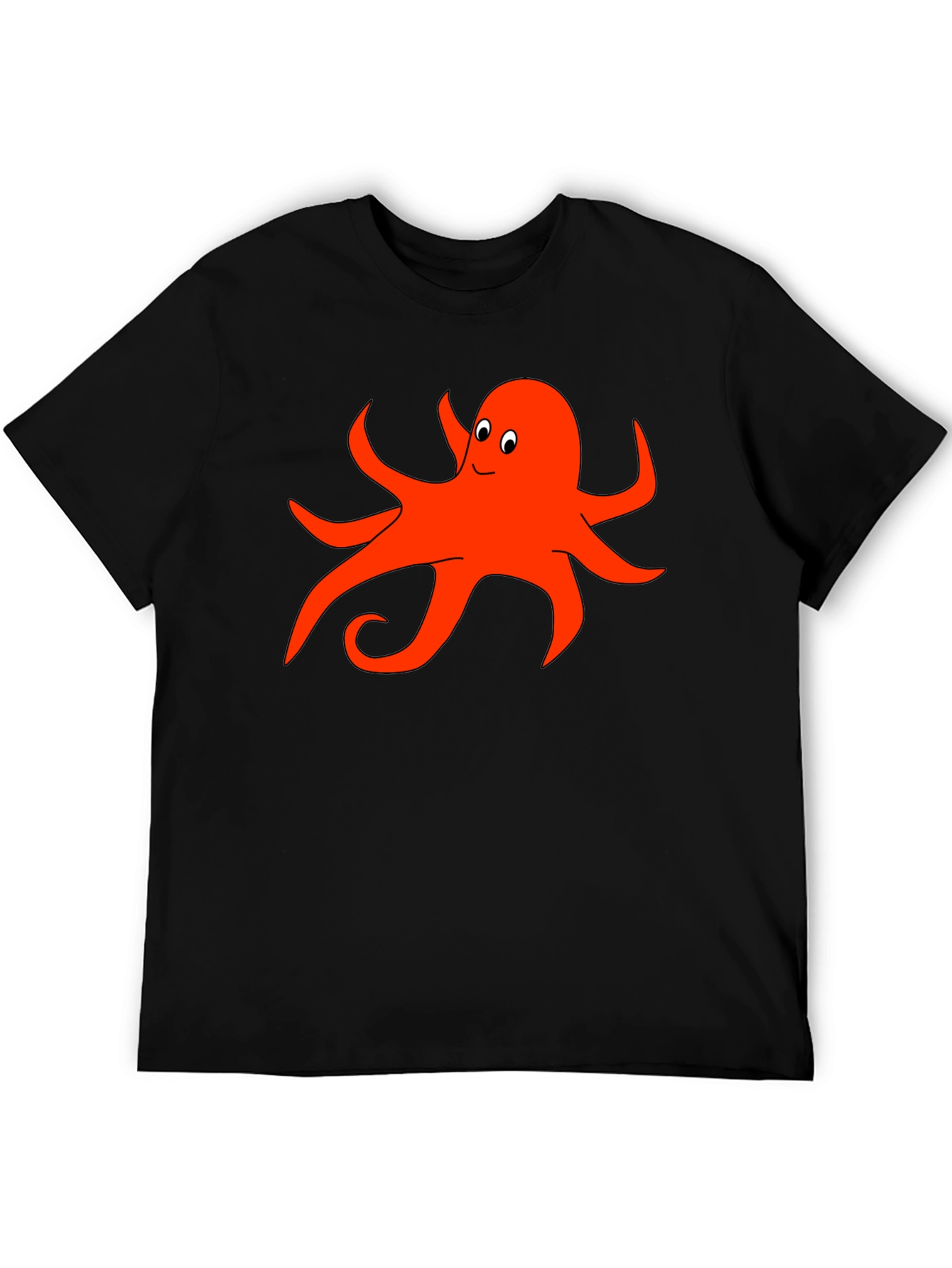 Fun Octopus Graphic Tee - Black Cotton T-Shirt