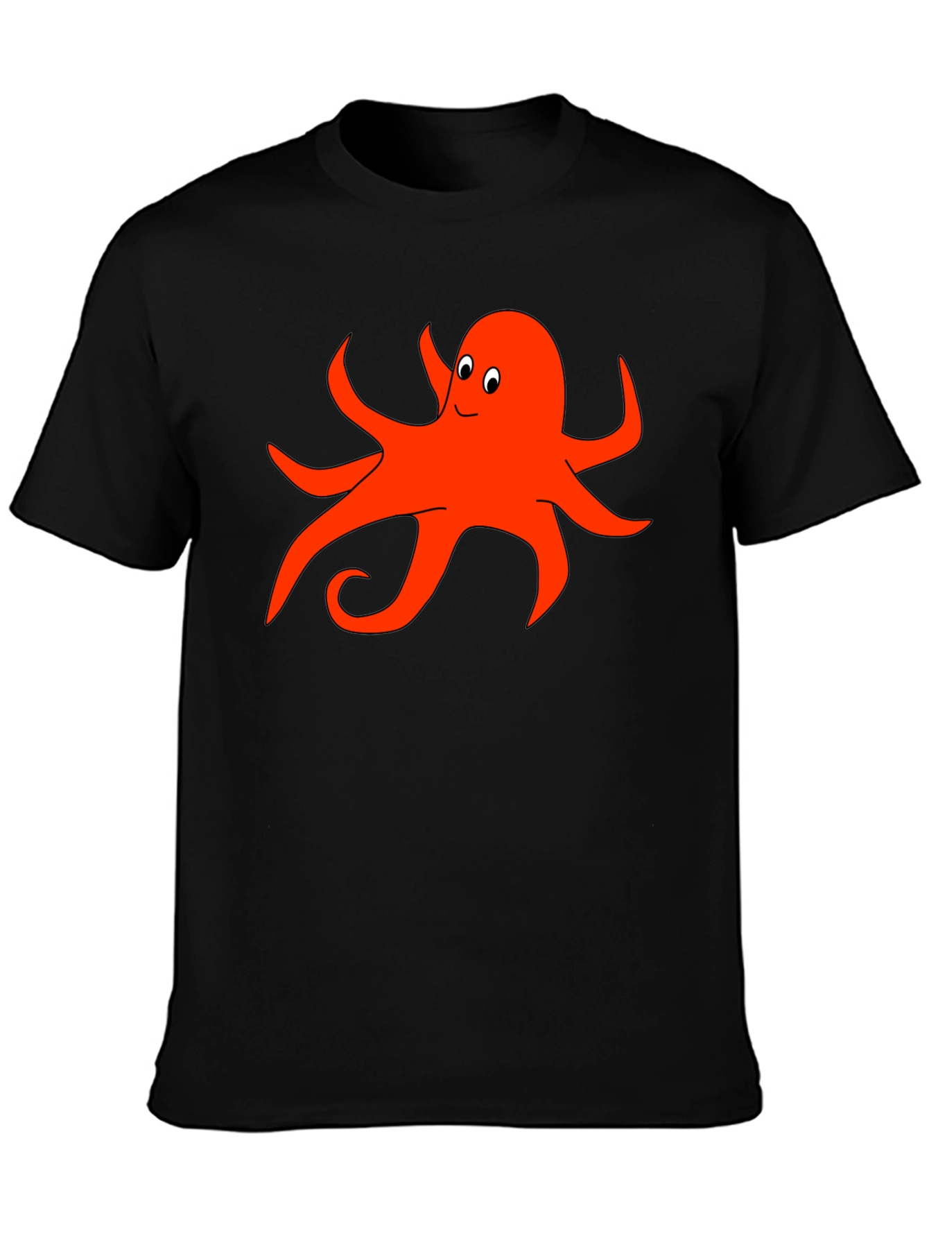 Fun Octopus Graphic Tee - Black Cotton T-Shirt