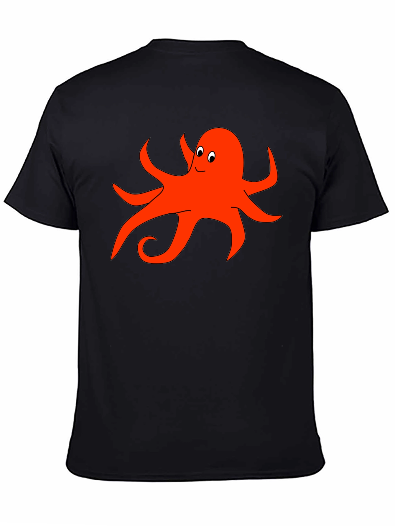 Fun Octopus Graphic Tee - Black Cotton T-Shirt