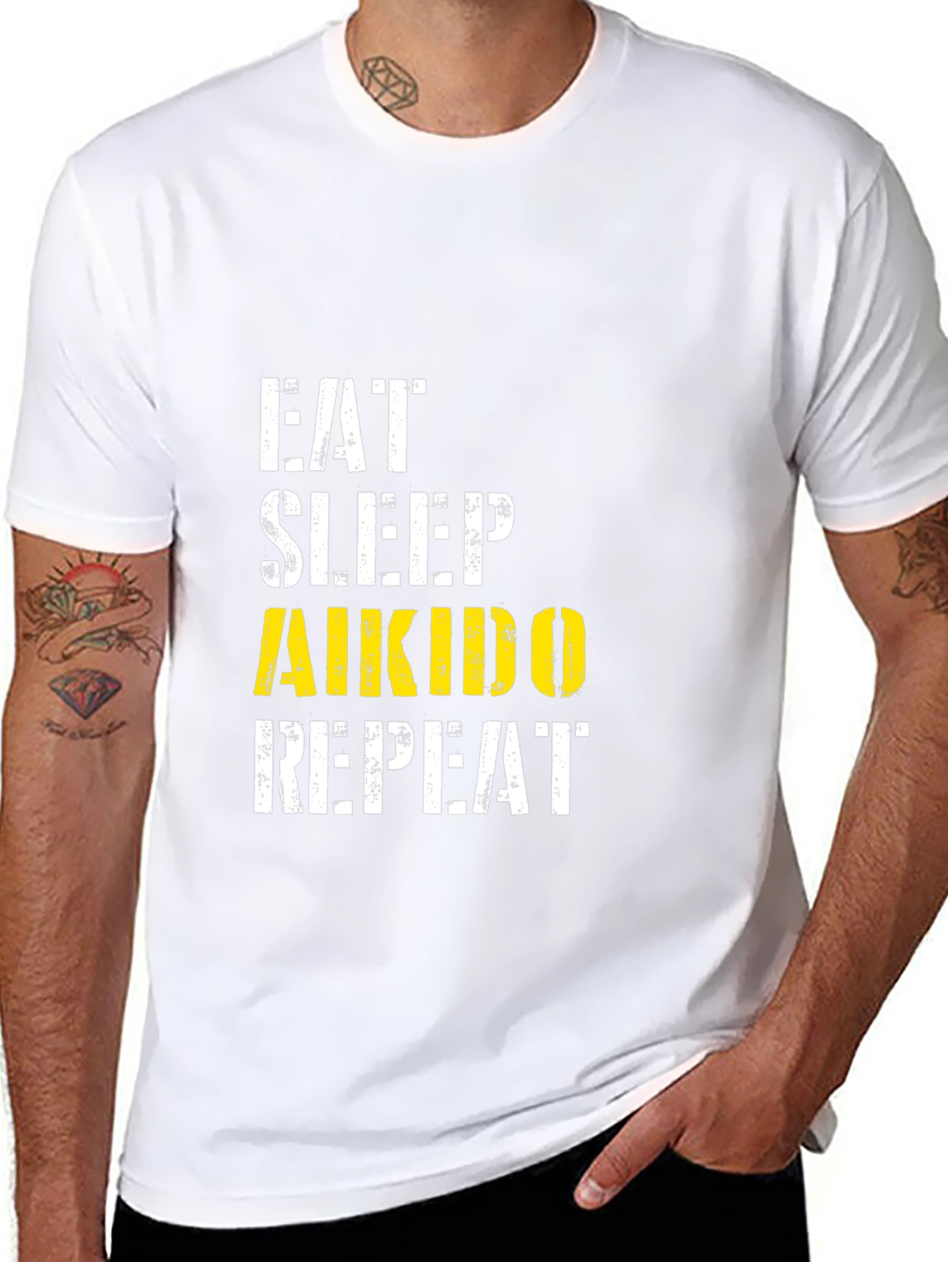 Eat Sleep Aikido Repeat Black T-Shirt