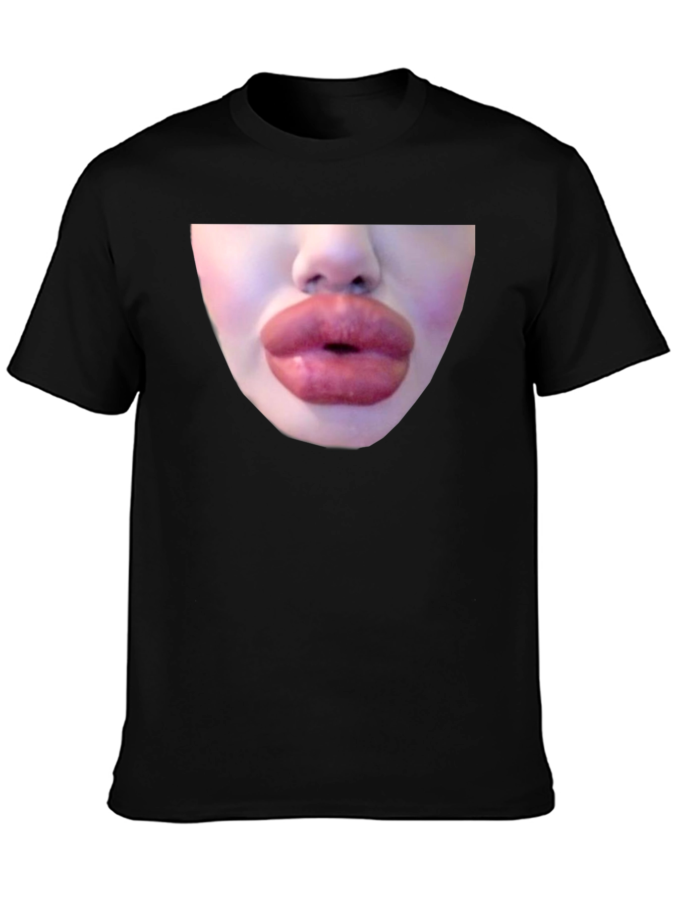 Statement Black Tee with Bold Lip Graphic