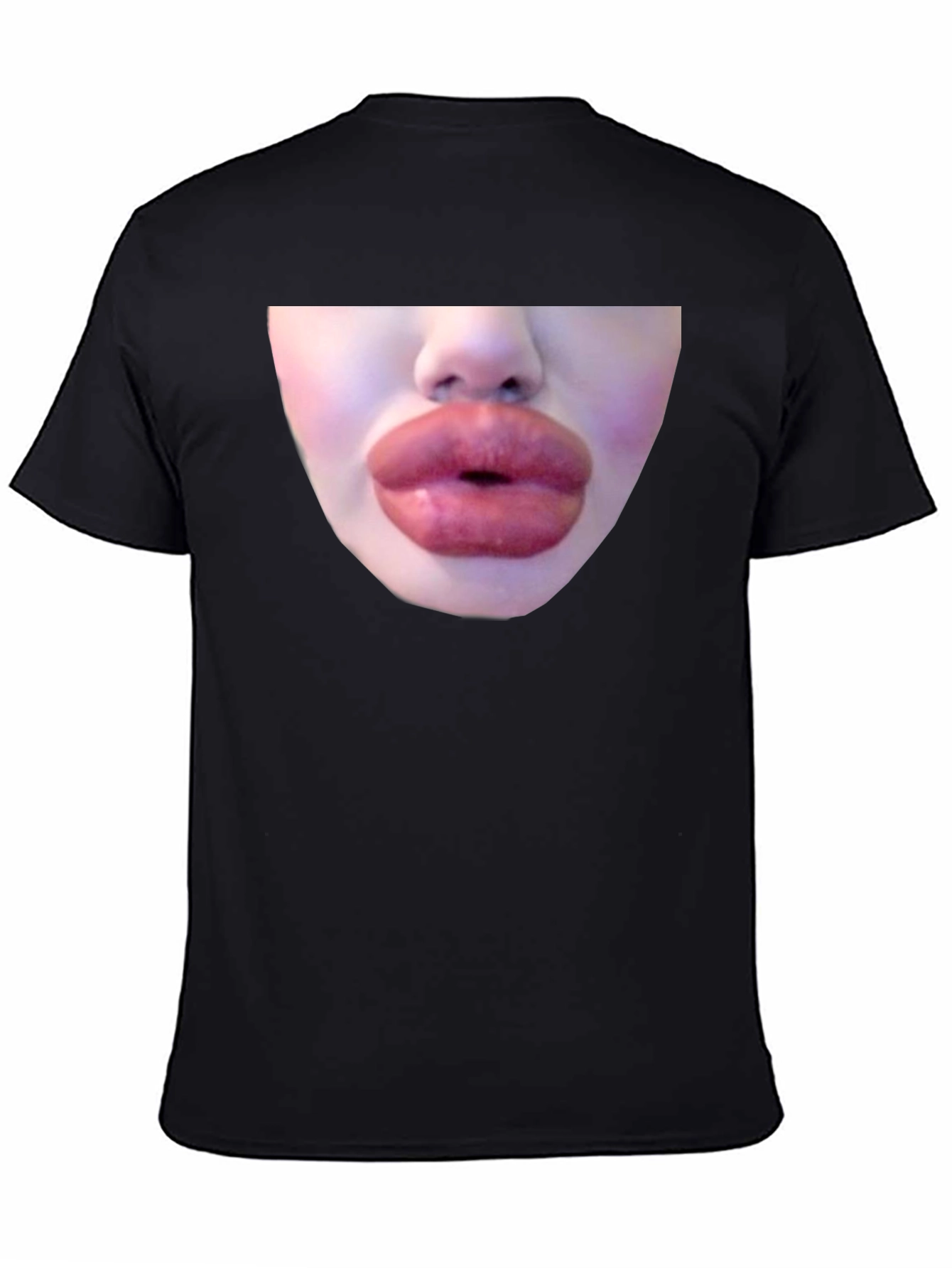 Statement Black Tee with Bold Lip Graphic