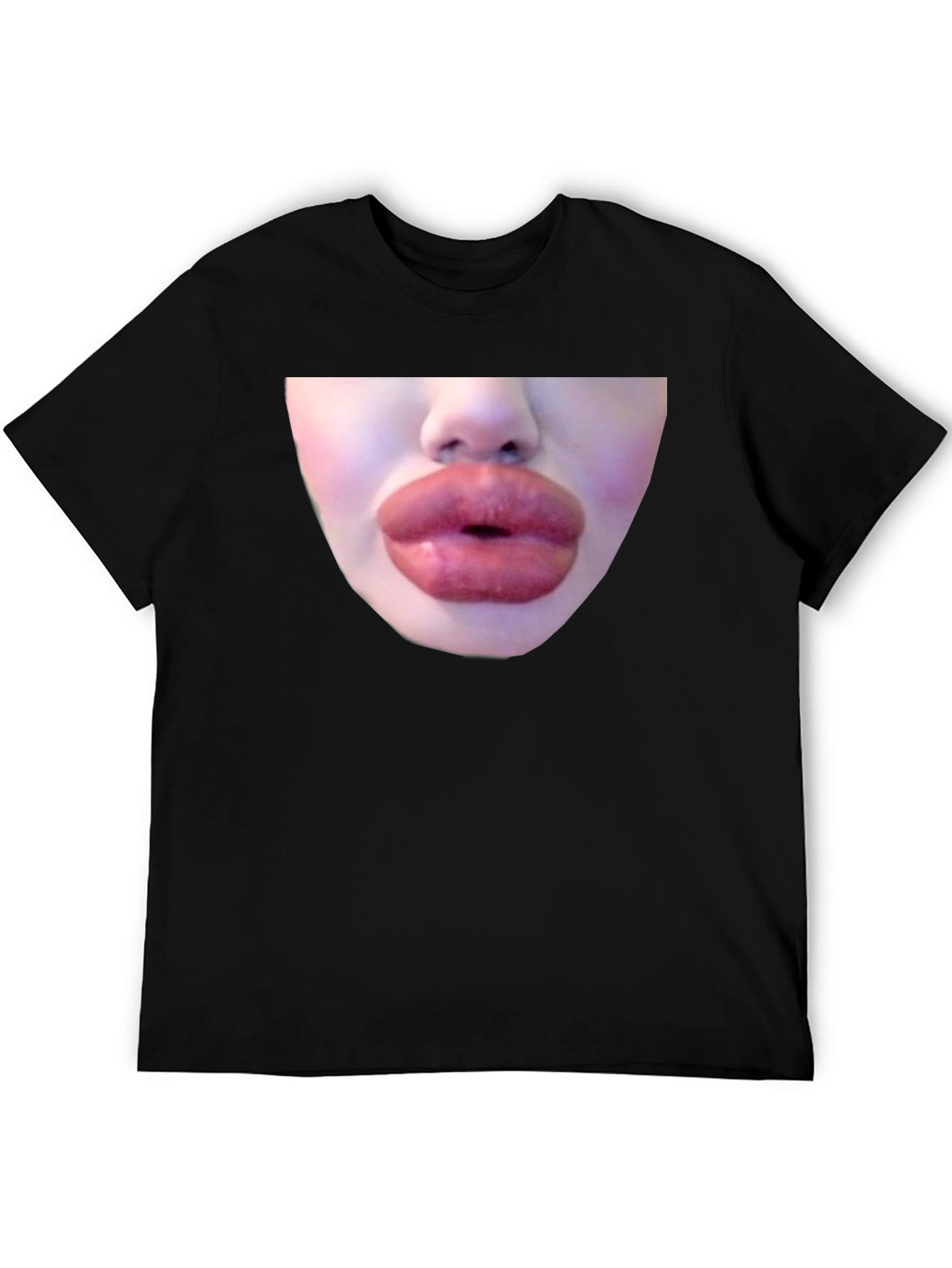 Statement Black Tee with Bold Lip Graphic
