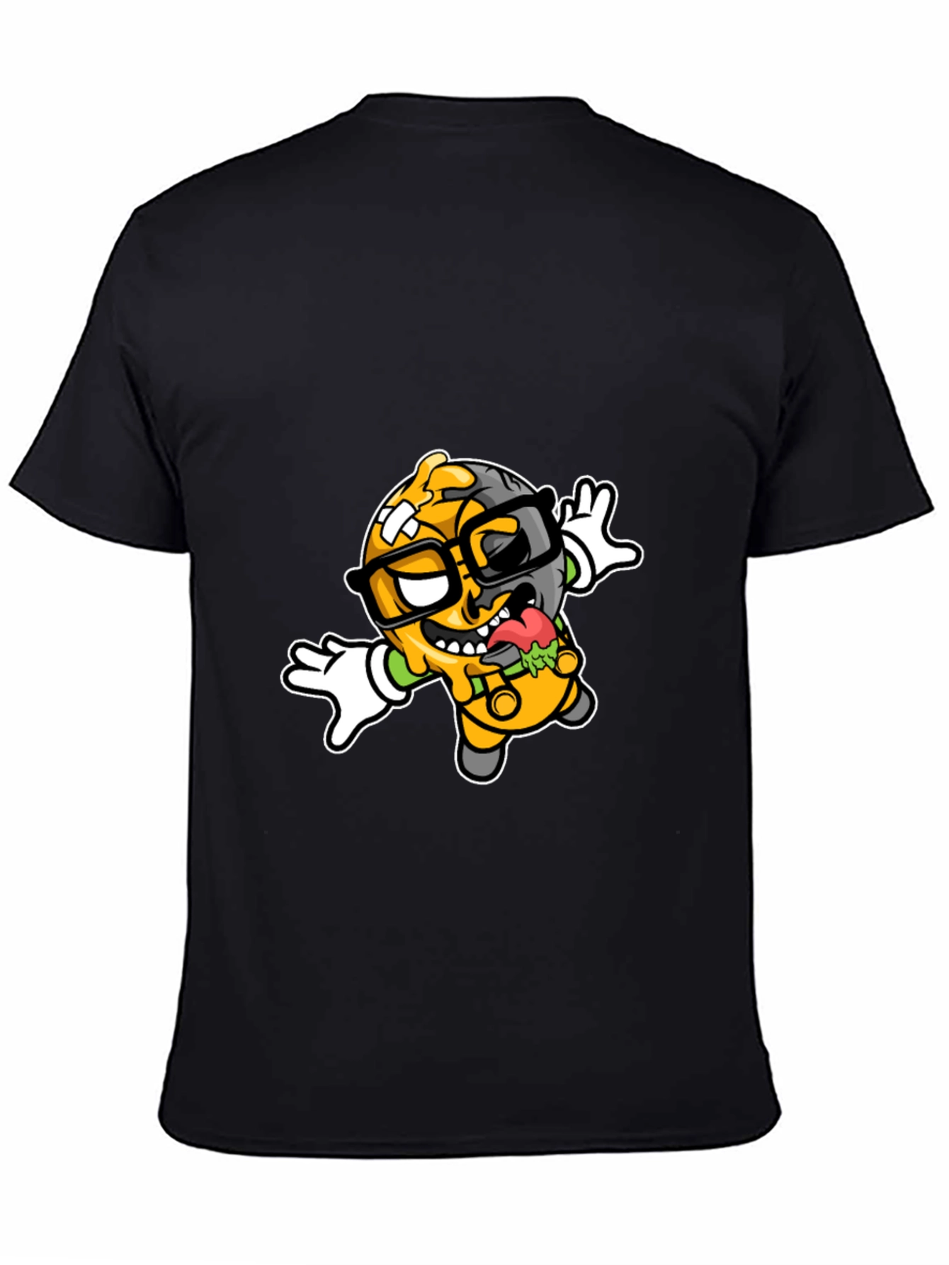 Cartoon Zombie Graphic Tee - Black T-Shirt