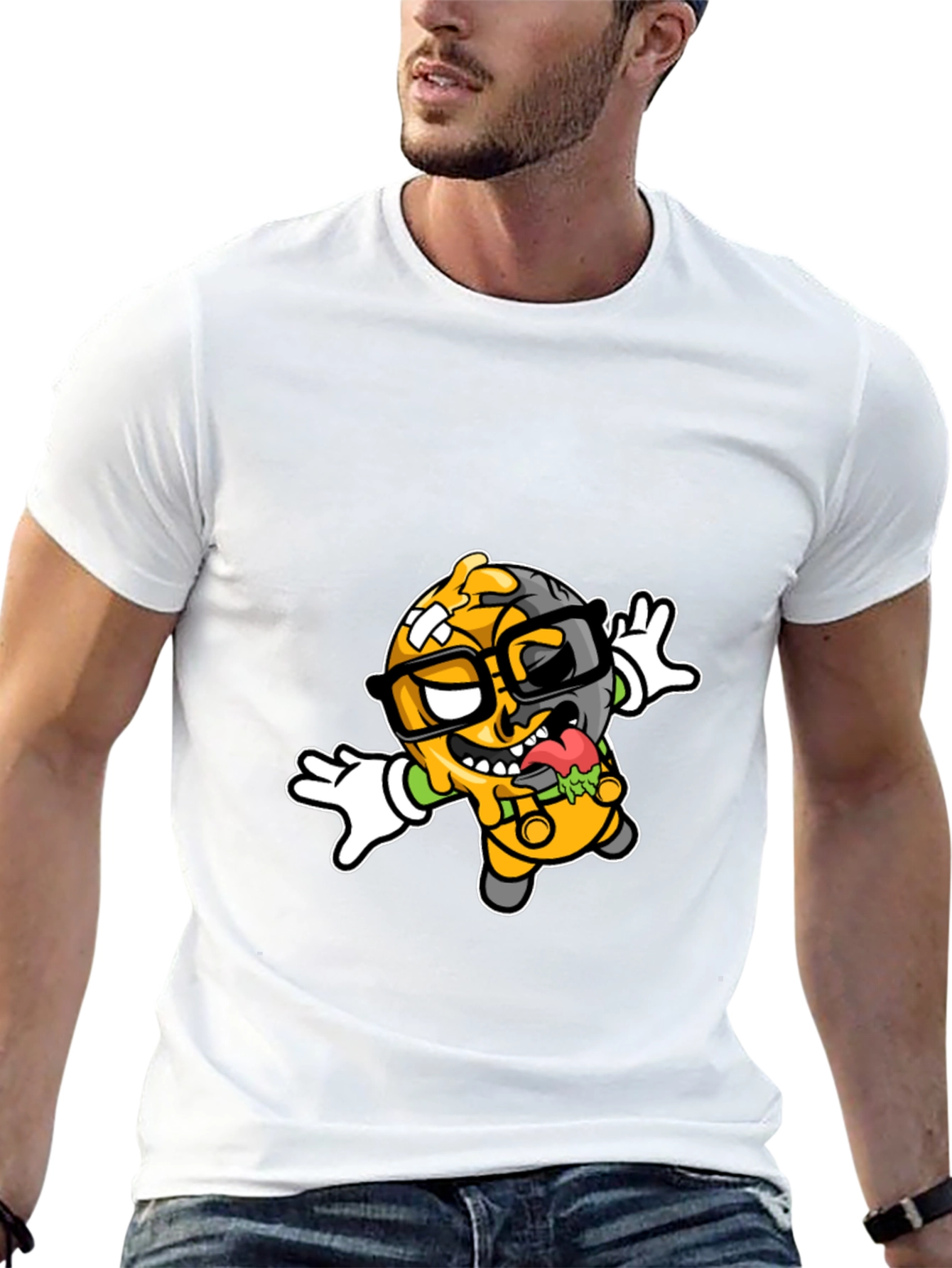 Cartoon Zombie Graphic Tee - Black T-Shirt