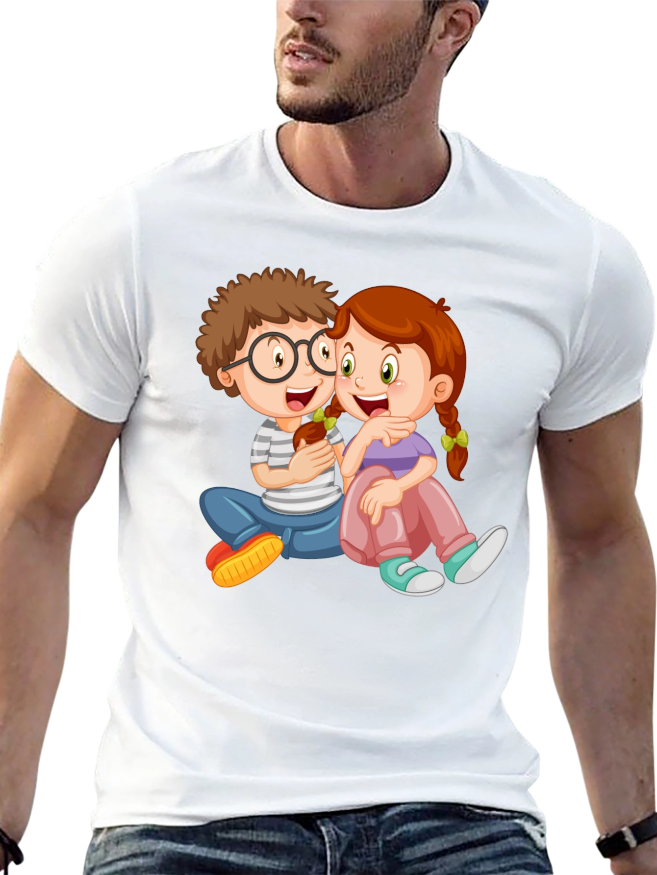 Cartoon Kids Graphic Black Tee
