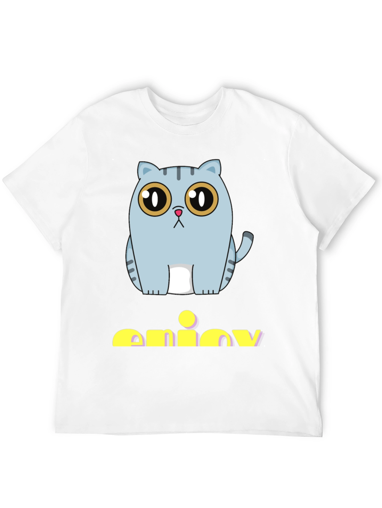 Cute Cat Graphic Print Black T-Shirt