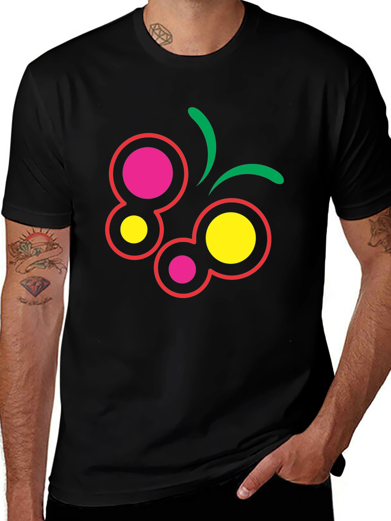 Abstract Butterfly Graphic Tee - Black Cotton Blend