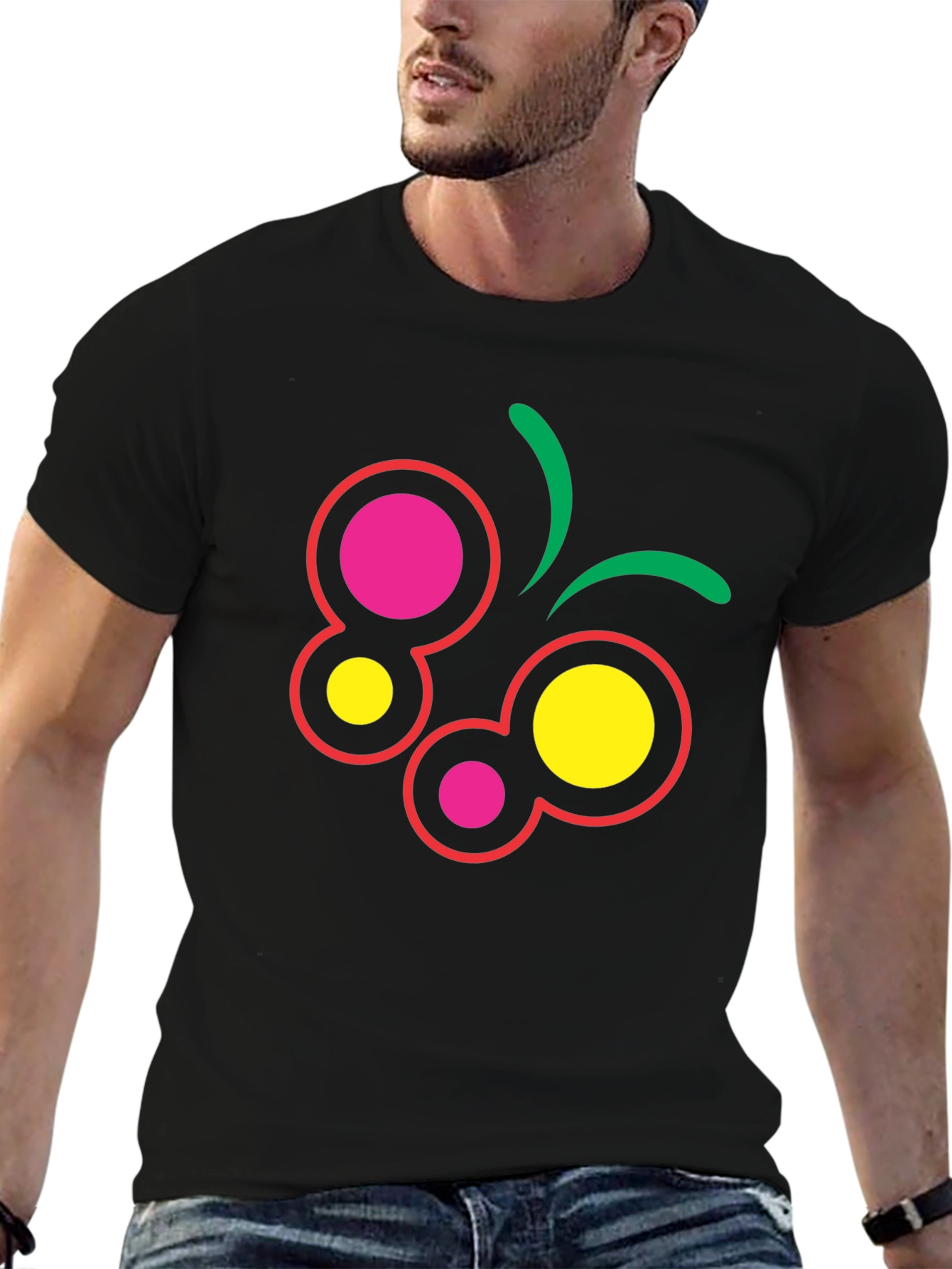 Abstract Butterfly Graphic Tee - Black Cotton Blend