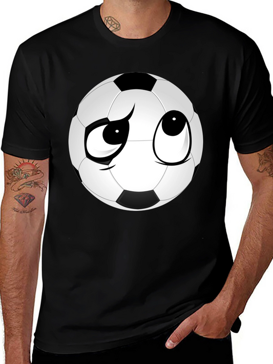 Soccer Ball Face Graphic Tee - Soft Black T-Shirt