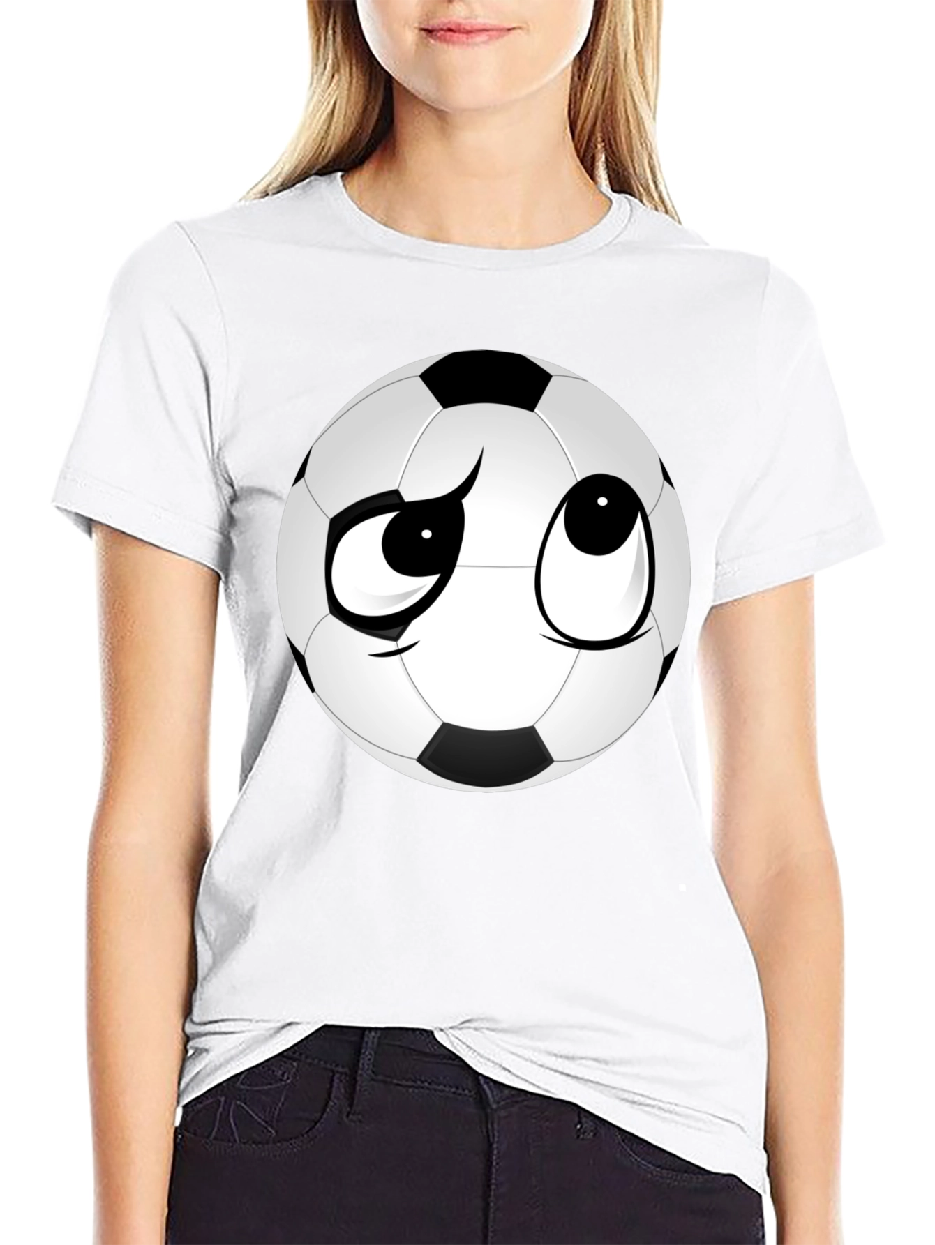 Soccer Ball Face Graphic Tee - Soft Black T-Shirt