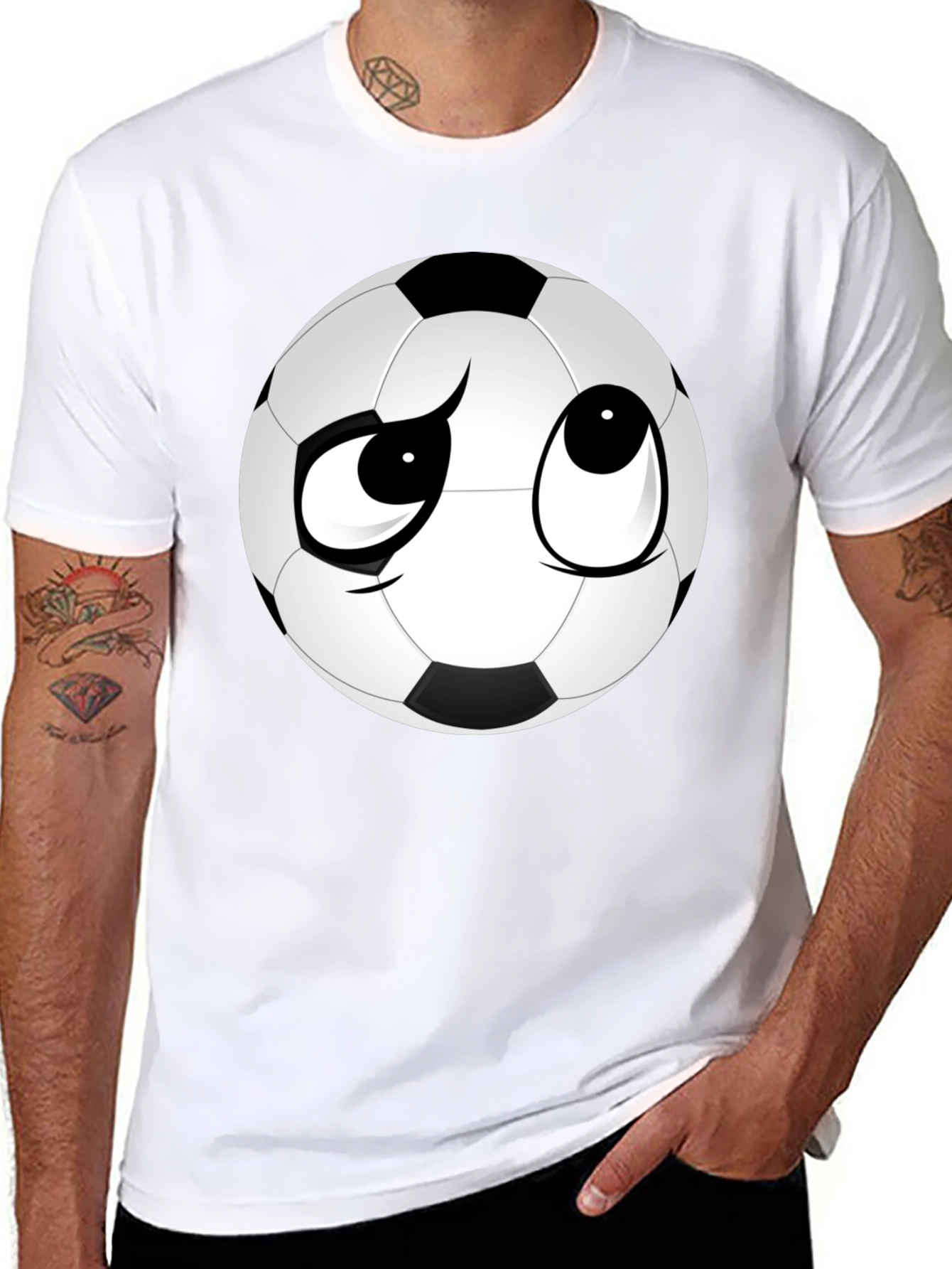 Soccer Ball Face Graphic Tee - Soft Black T-Shirt
