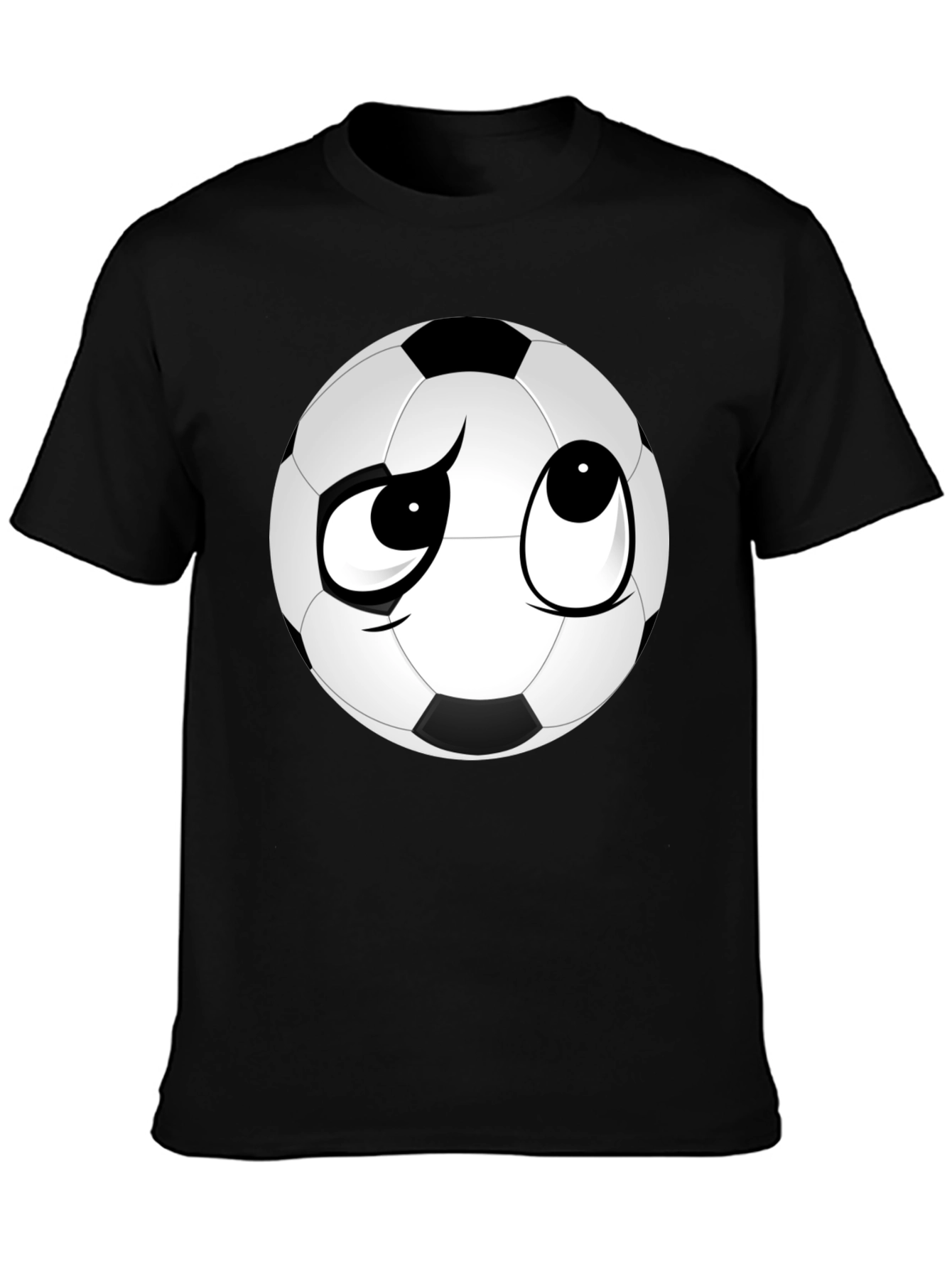 Soccer Ball Face Graphic Tee - Soft Black T-Shirt