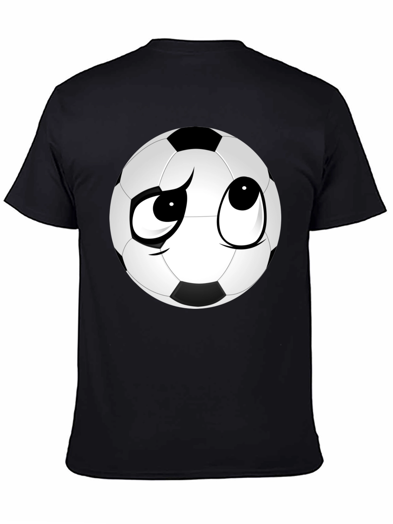 Soccer Ball Face Graphic Tee - Soft Black T-Shirt