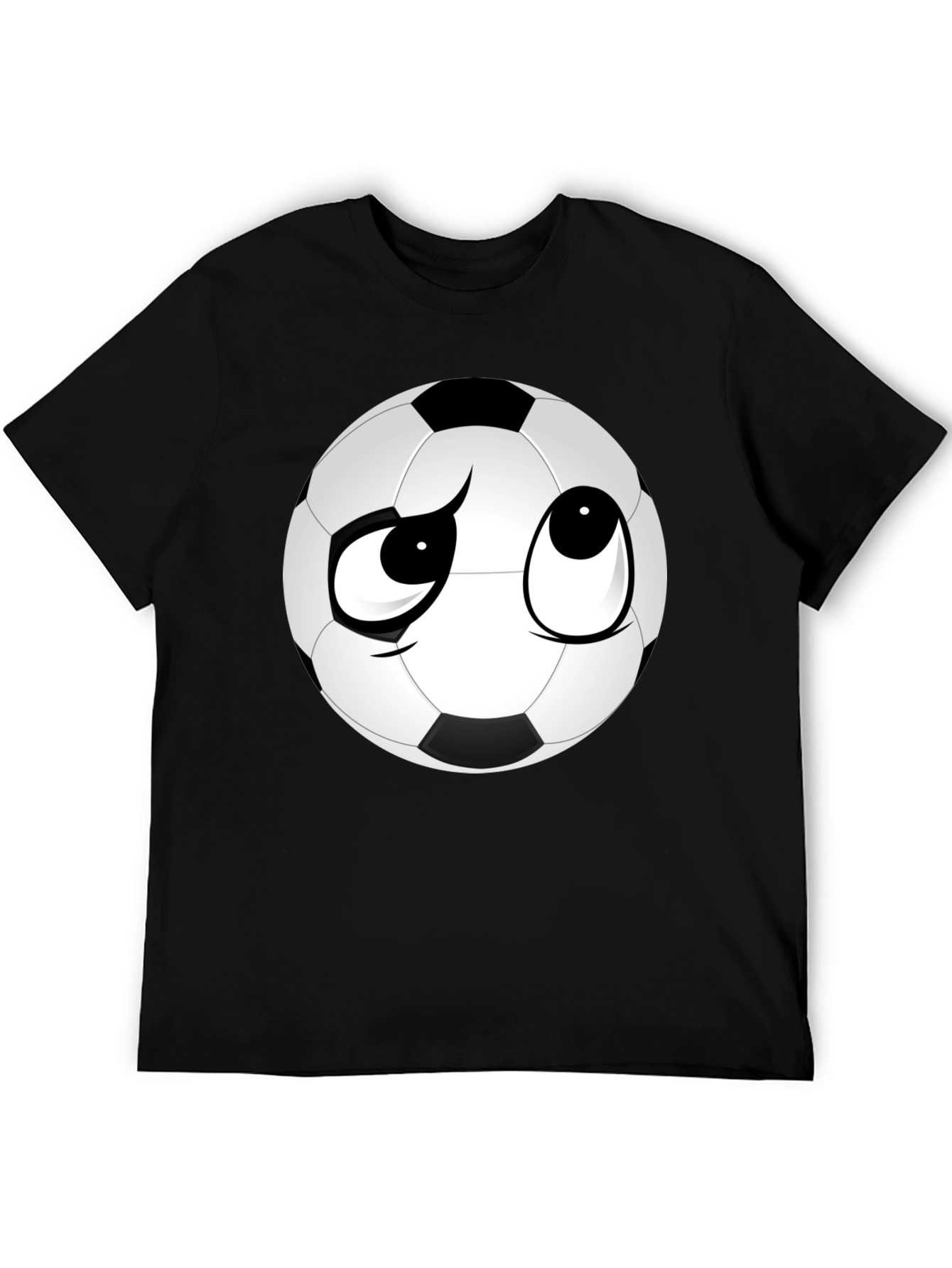 Soccer Ball Face Graphic Tee - Soft Black T-Shirt