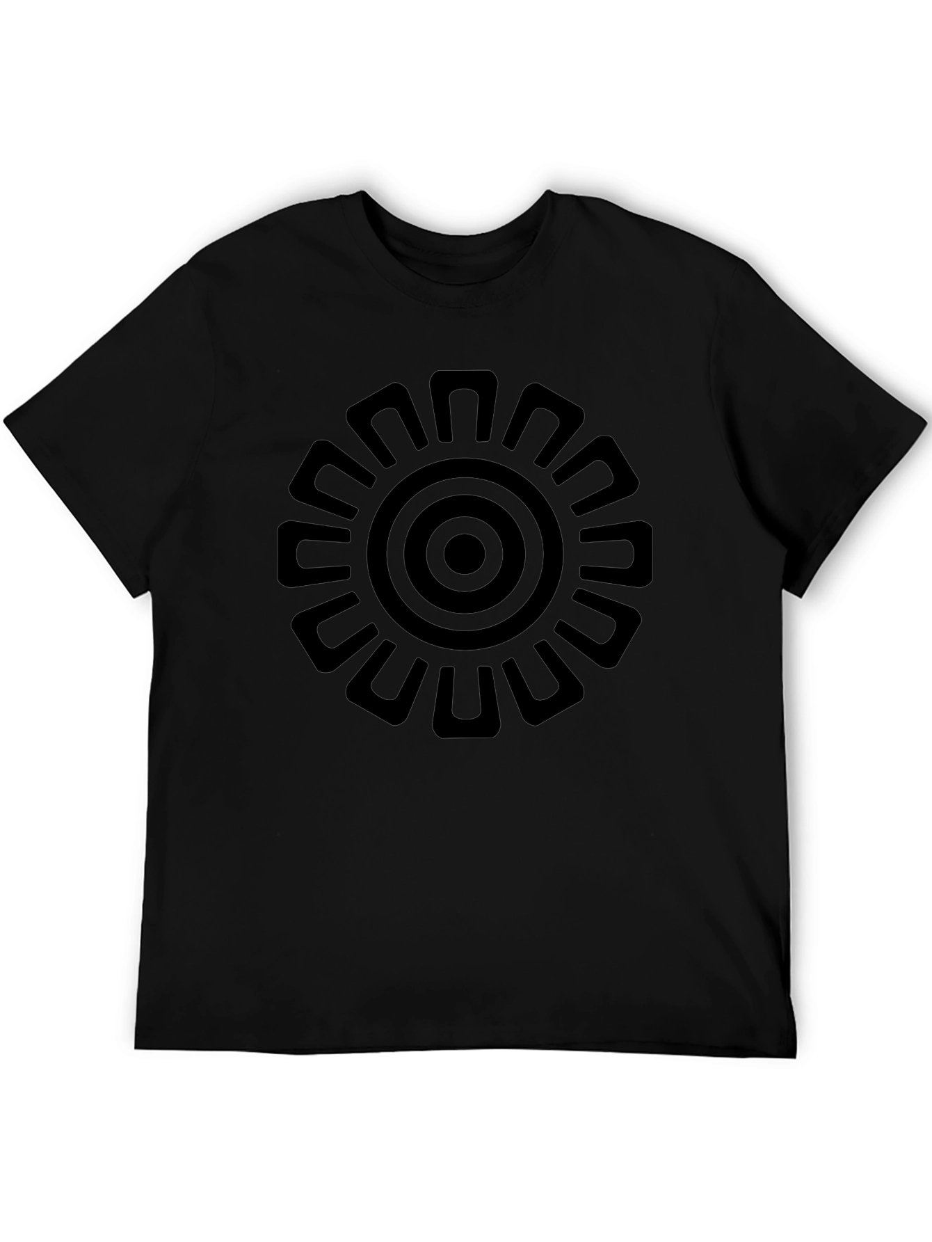 Abstract Sun Graphic T-Shirt - Stylish Black Tee