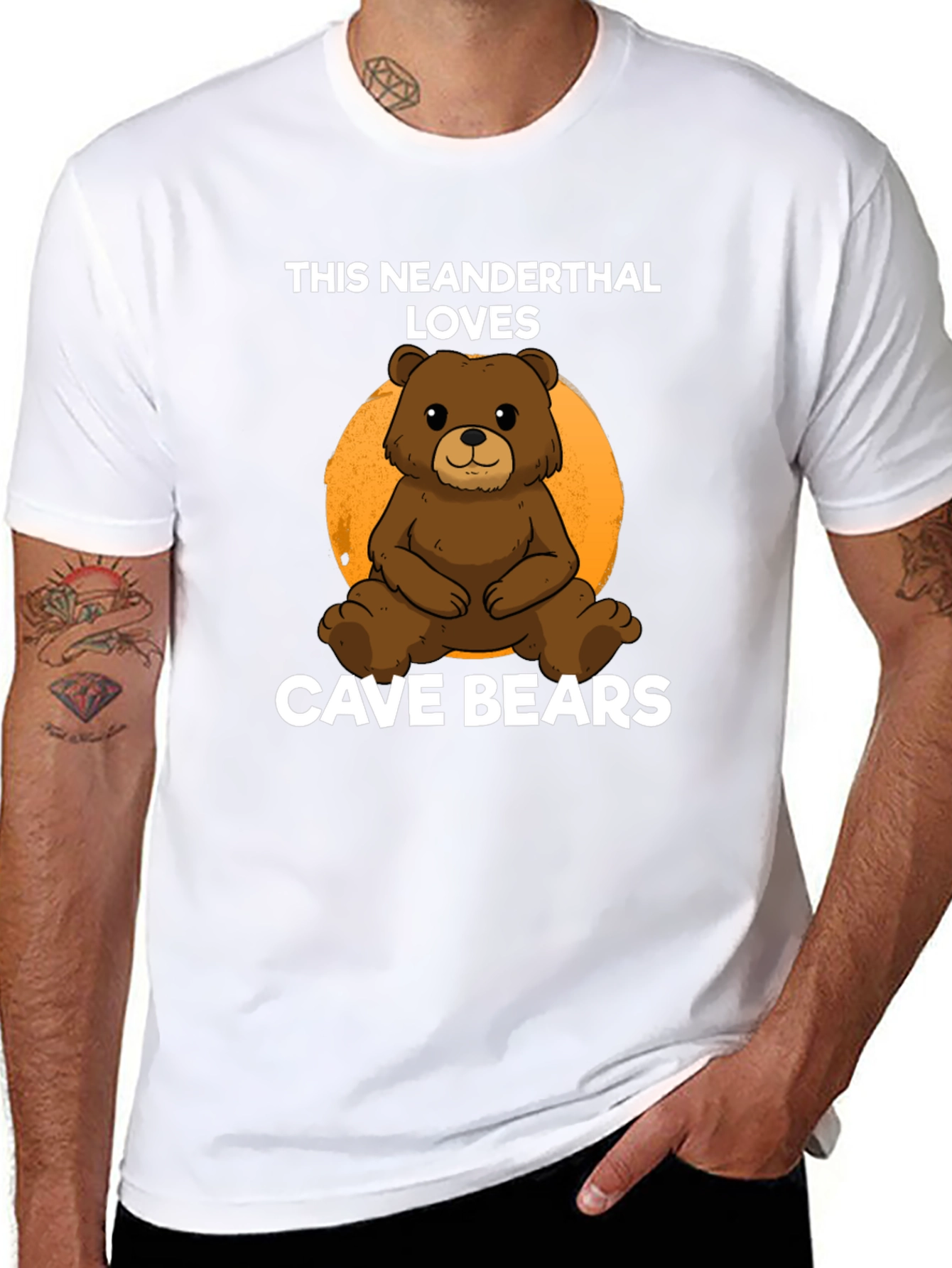 Neanderthal Loves Cave Bears Graphic T-Shirt