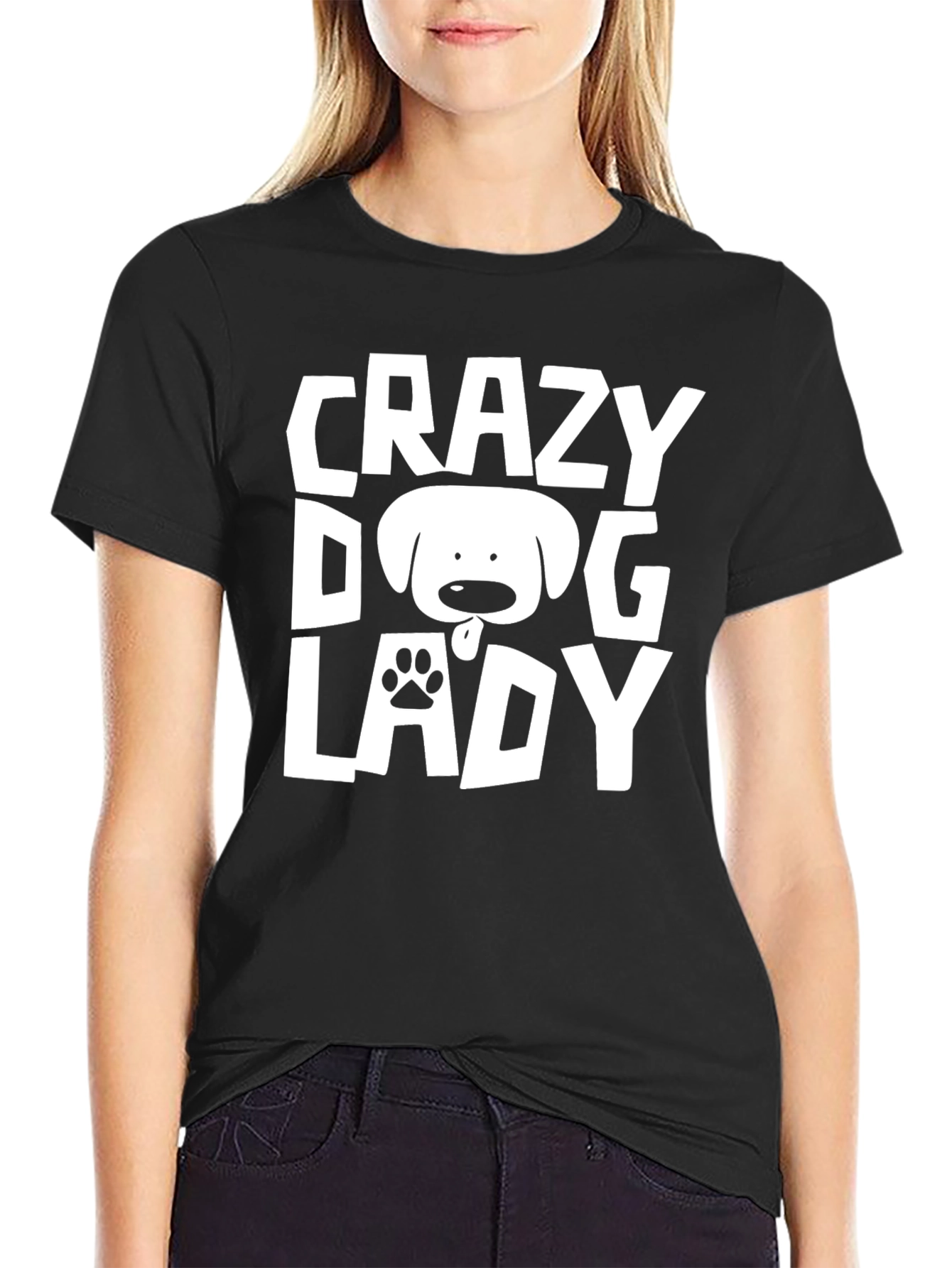 Crazy Dog Lady Black T-Shirt