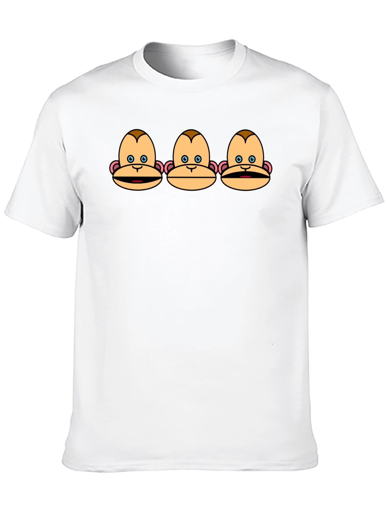 Funny Monkey Faces Graphic Black T-Shirt