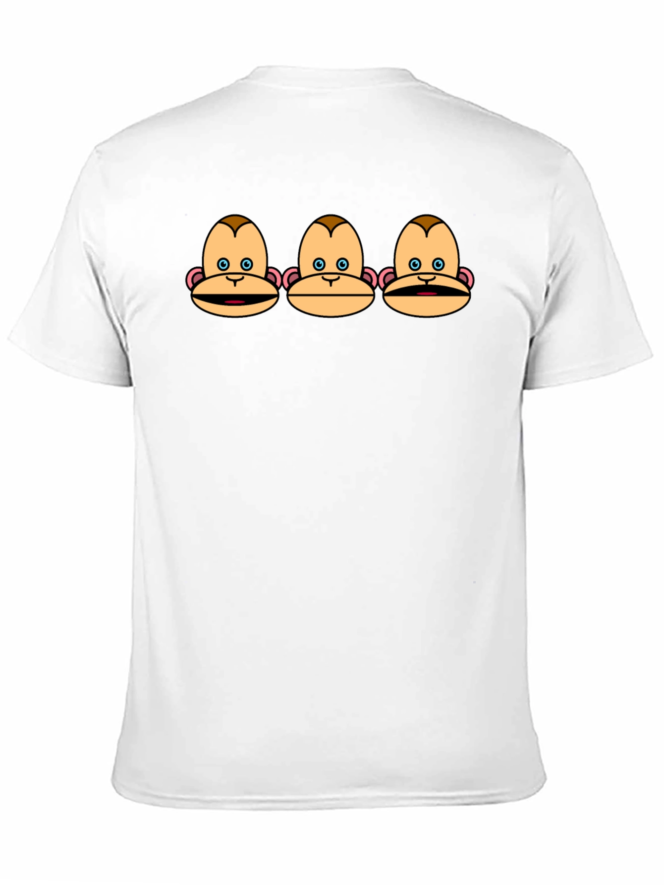 Funny Monkey Faces Graphic Black T-Shirt
