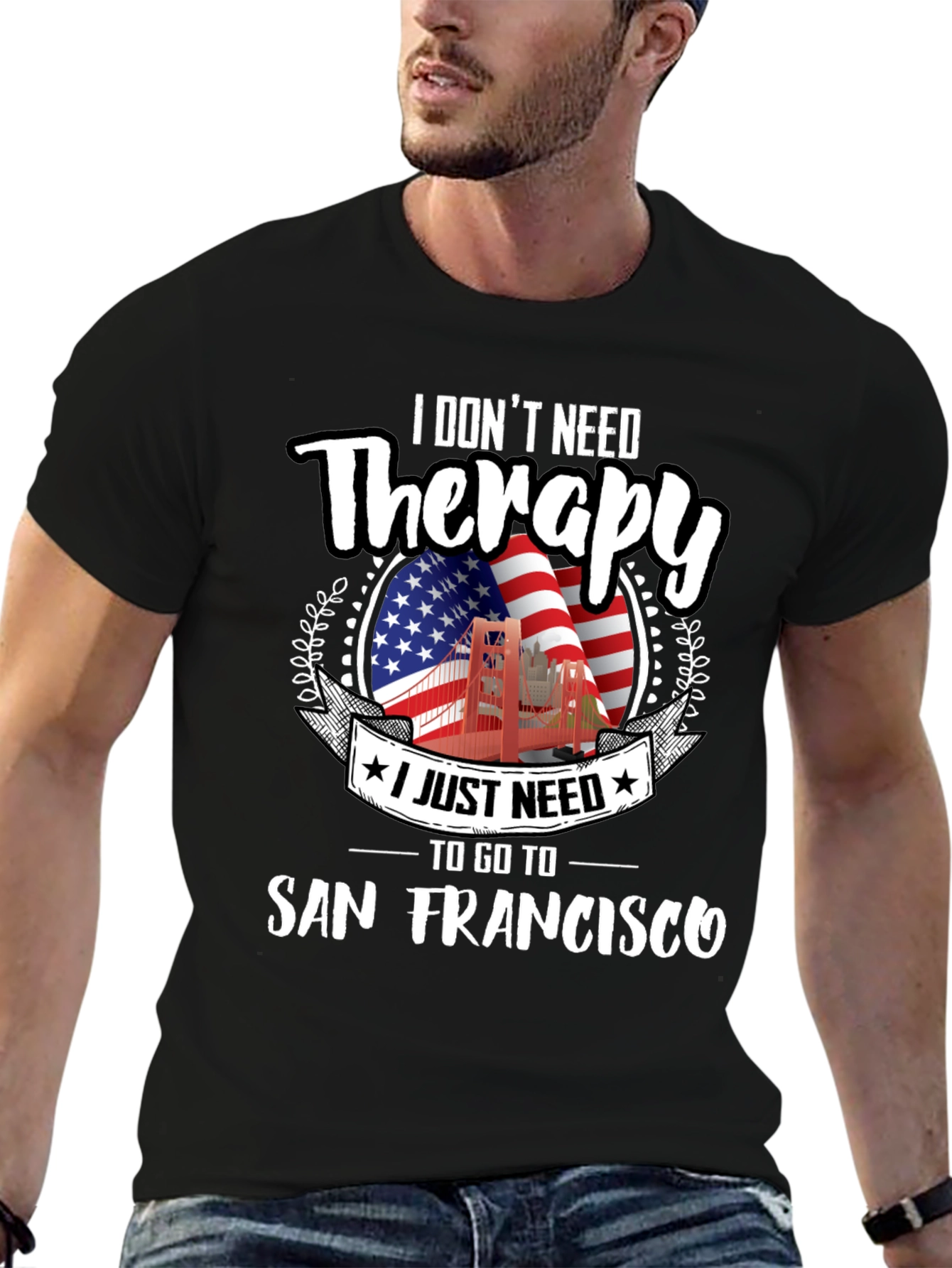 San Francisco Therapy Graphic Tee - Black Cotton T-Shirt