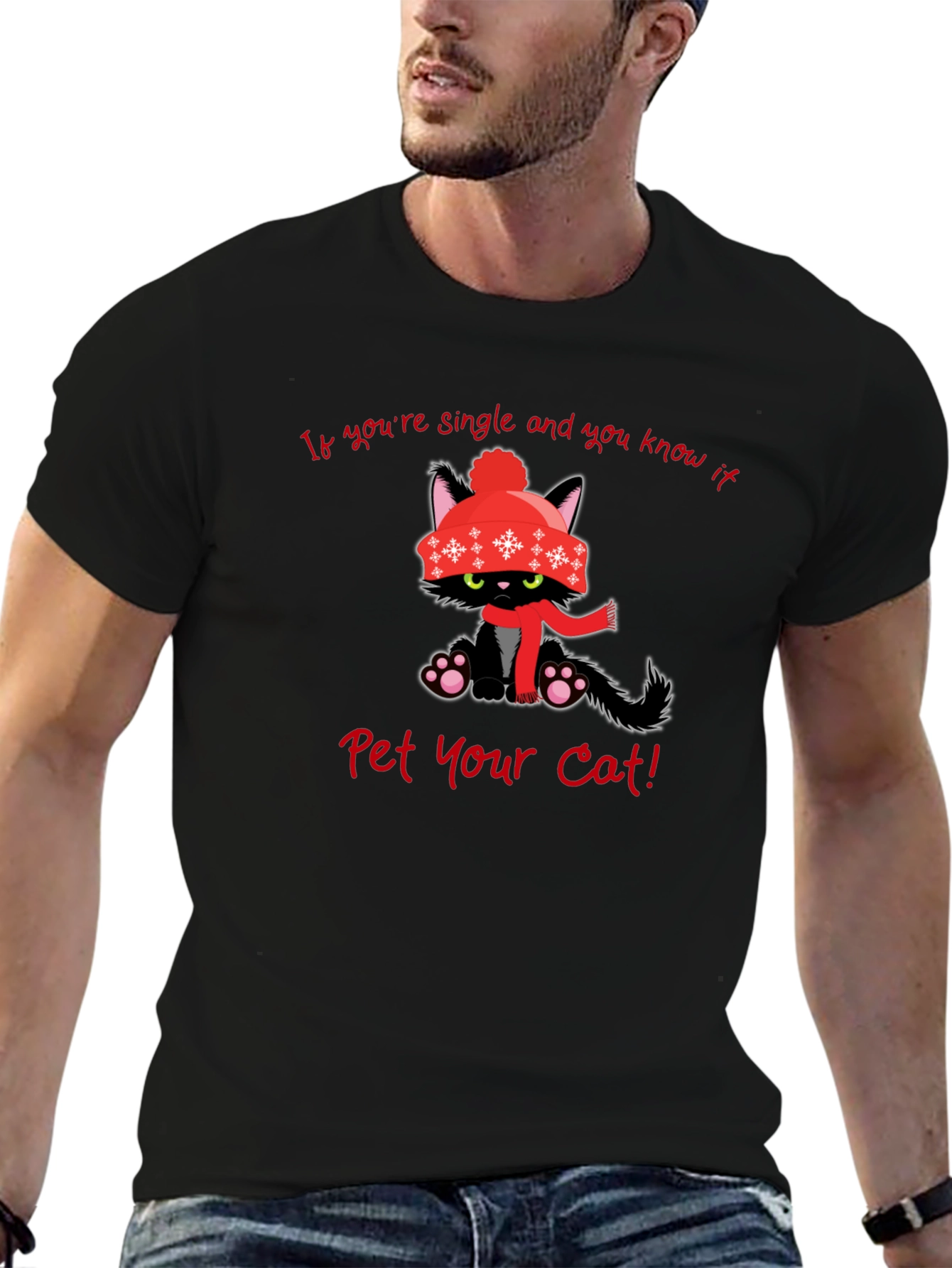 Single Cat Winter T-Shirt