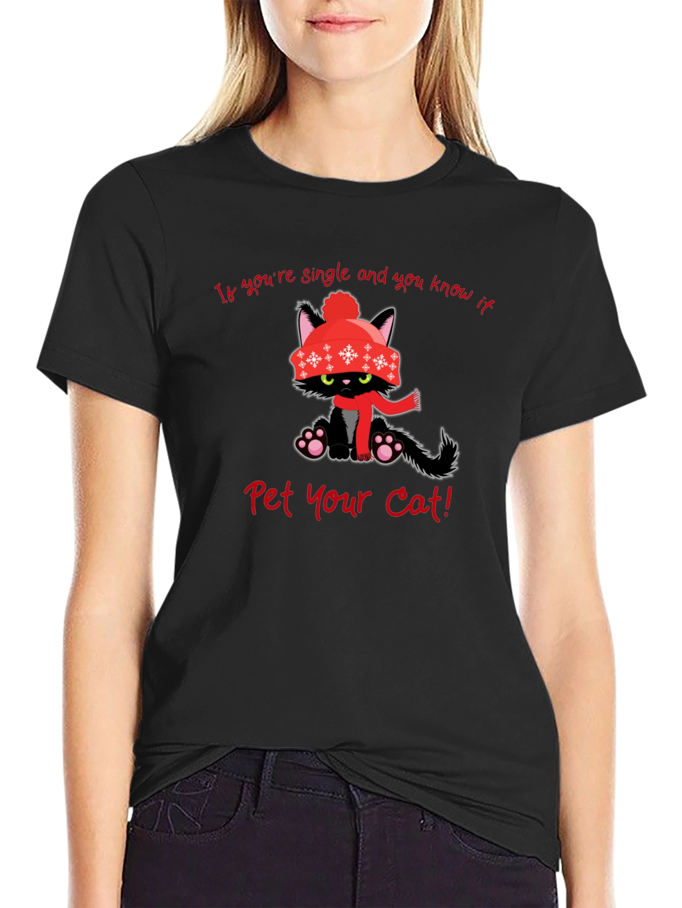 Single Cat Winter T-Shirt