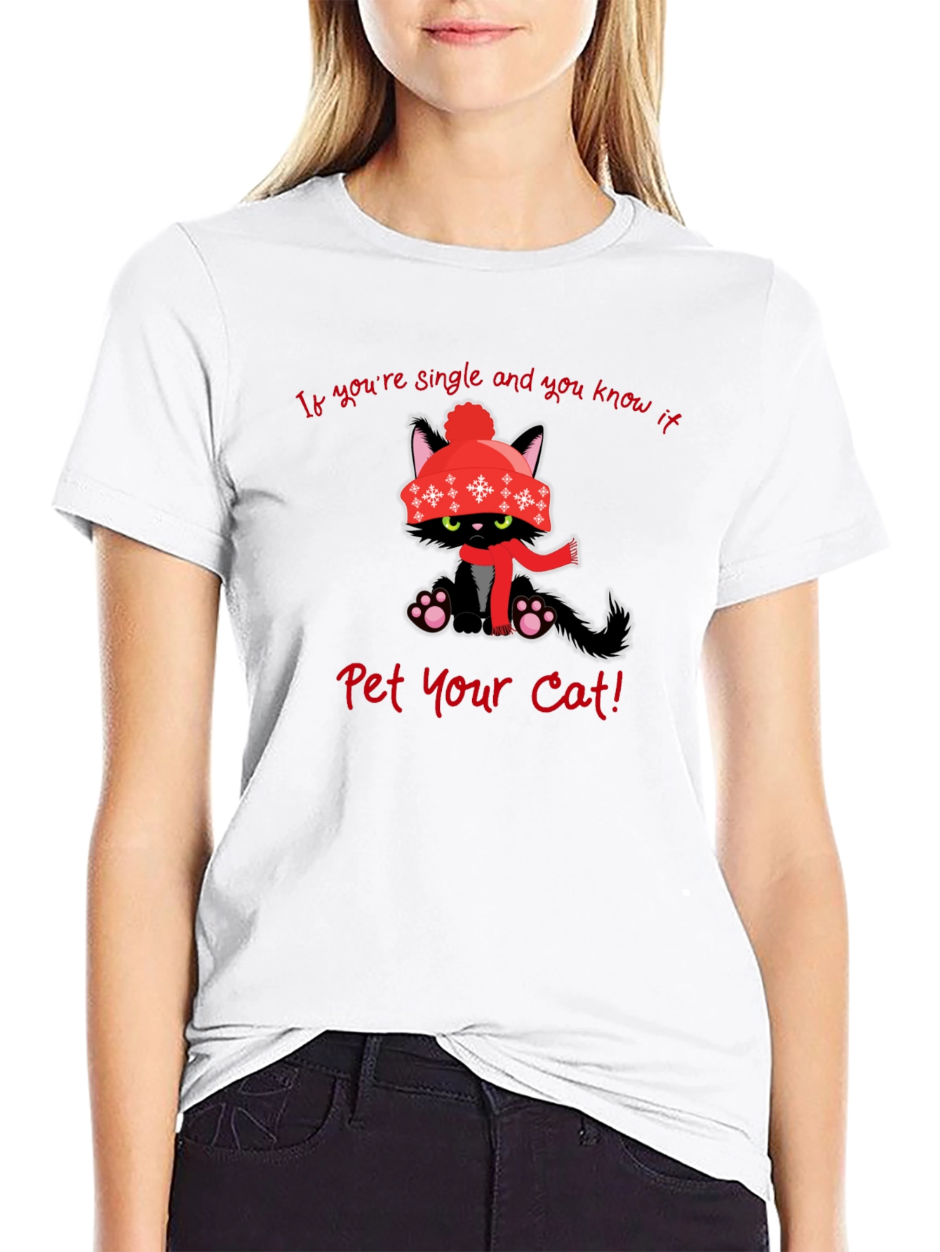 Single Cat Winter T-Shirt