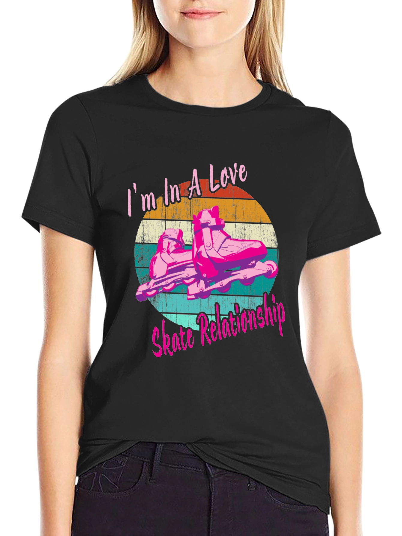 Love Skate Relationship Black Graphic Tee