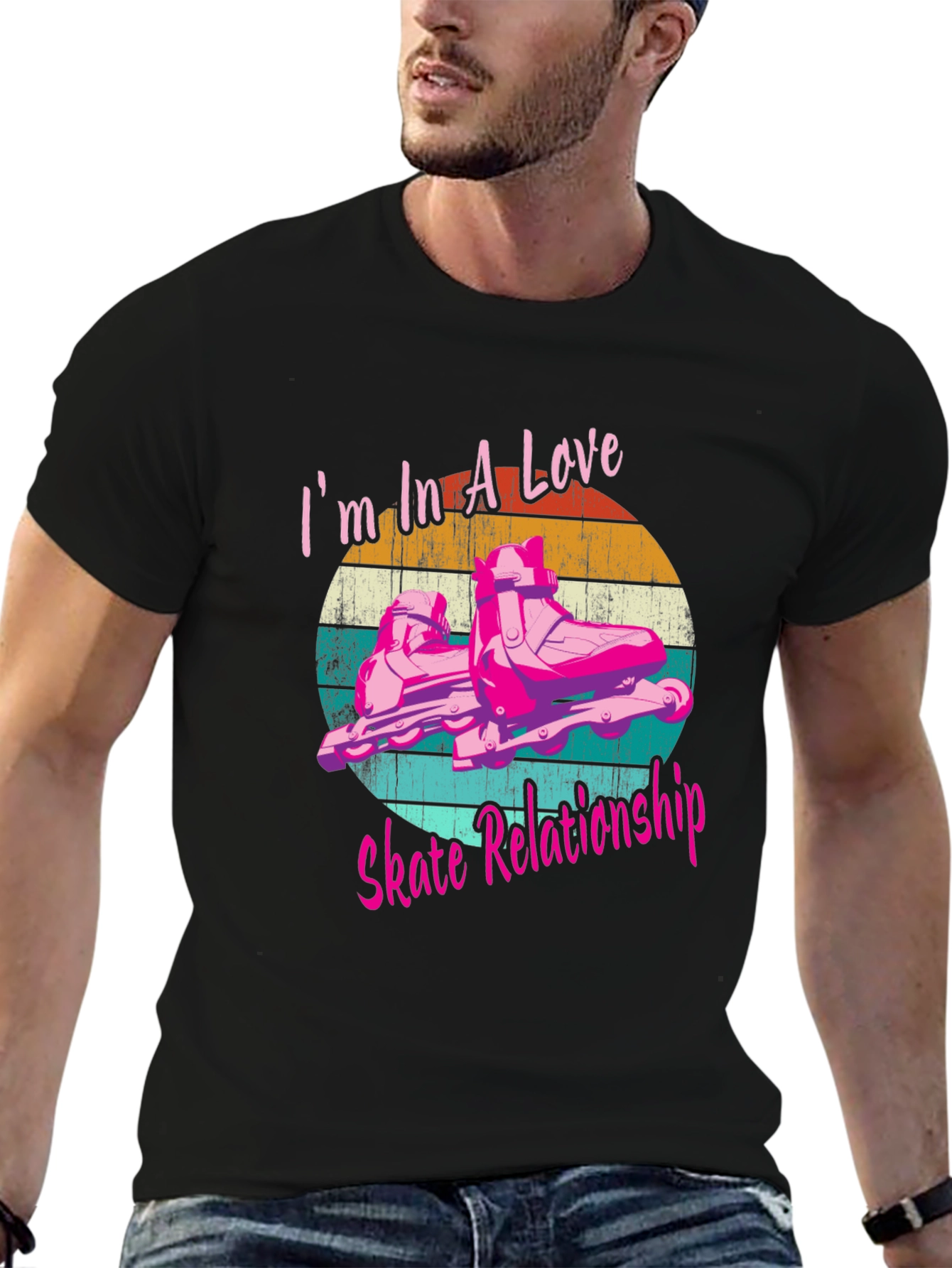 Love Skate Relationship Black Graphic Tee